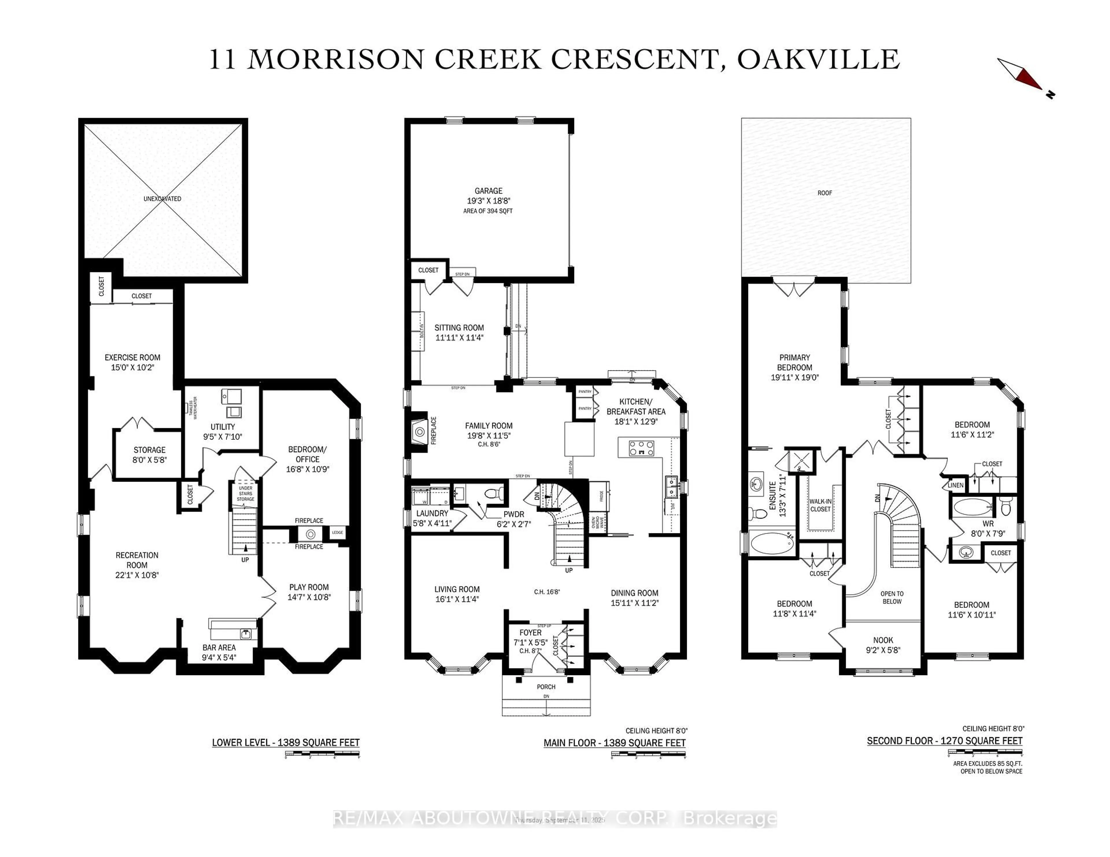 Floor plan for 11 Morrison Creek Cres, Oakville Ontario L6H 4C3