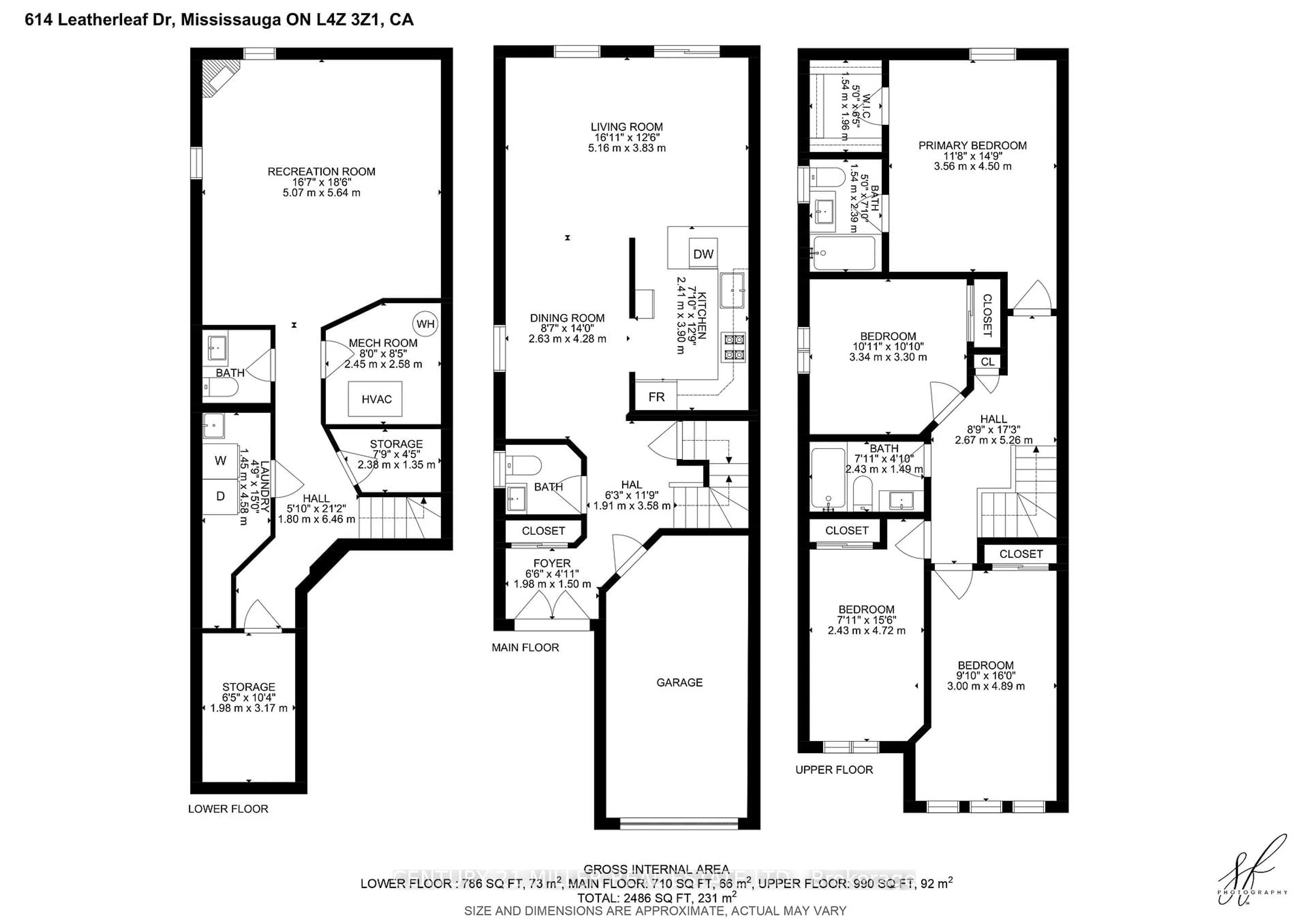 Floor plan for 614 Leatherleaf Dr, Mississauga Ontario L4Z 3Z1
