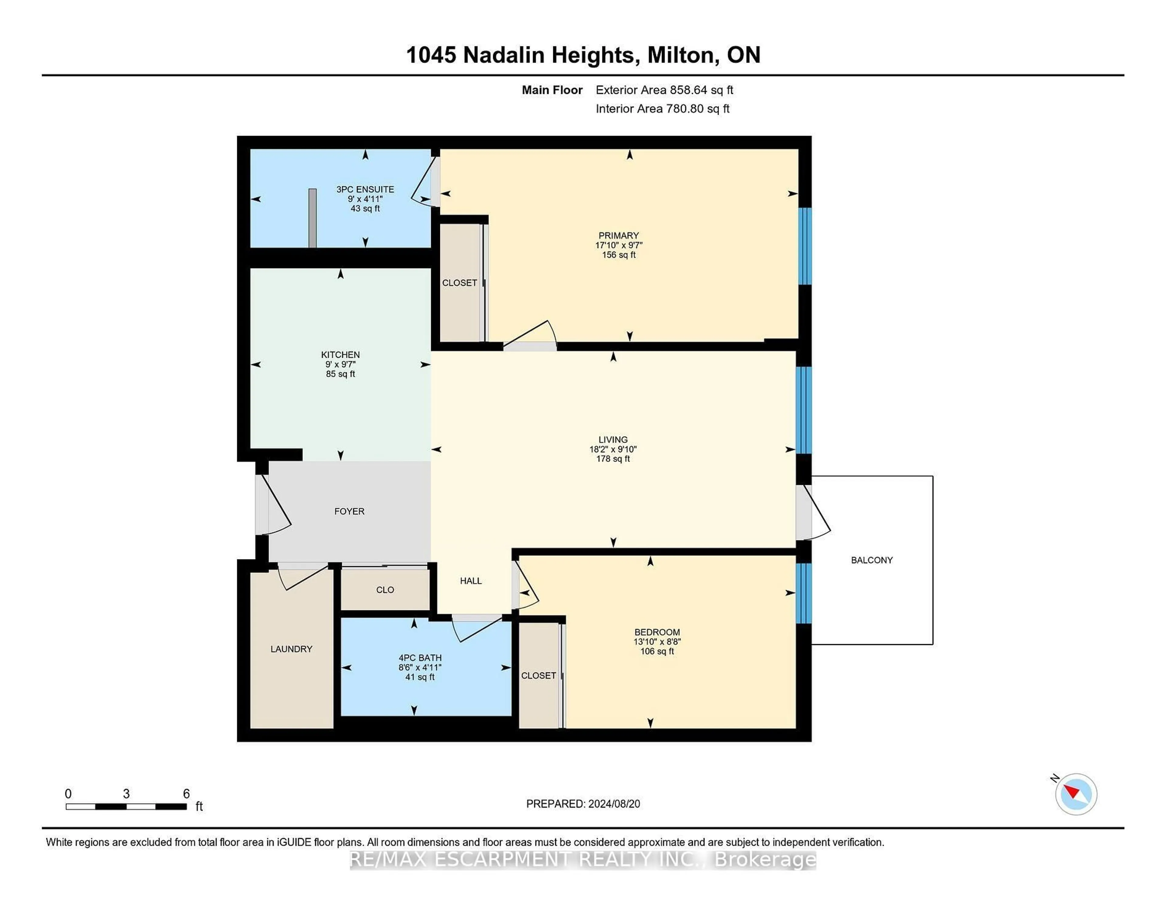 Floor plan for 1045 Nadalin Hts #406, Milton Ontario L9T 8R5