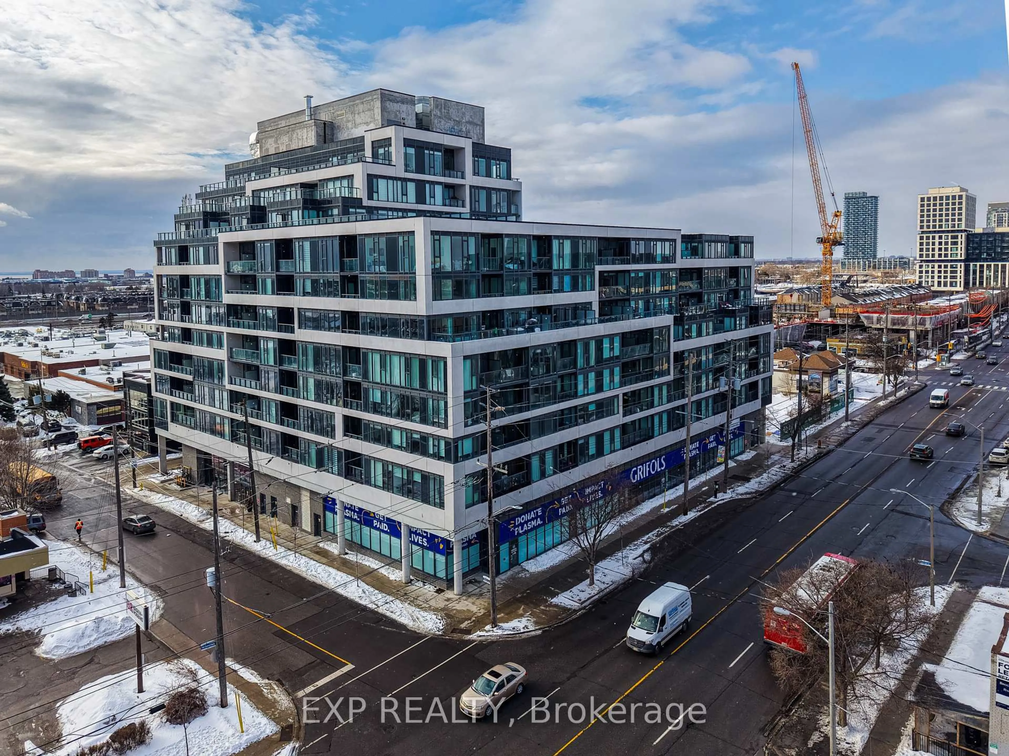 A pic from outside/outdoor area/front of a property/back of a property/a pic from drone, building for 859 The Queensway #209, Toronto Ontario M8Z 1N8