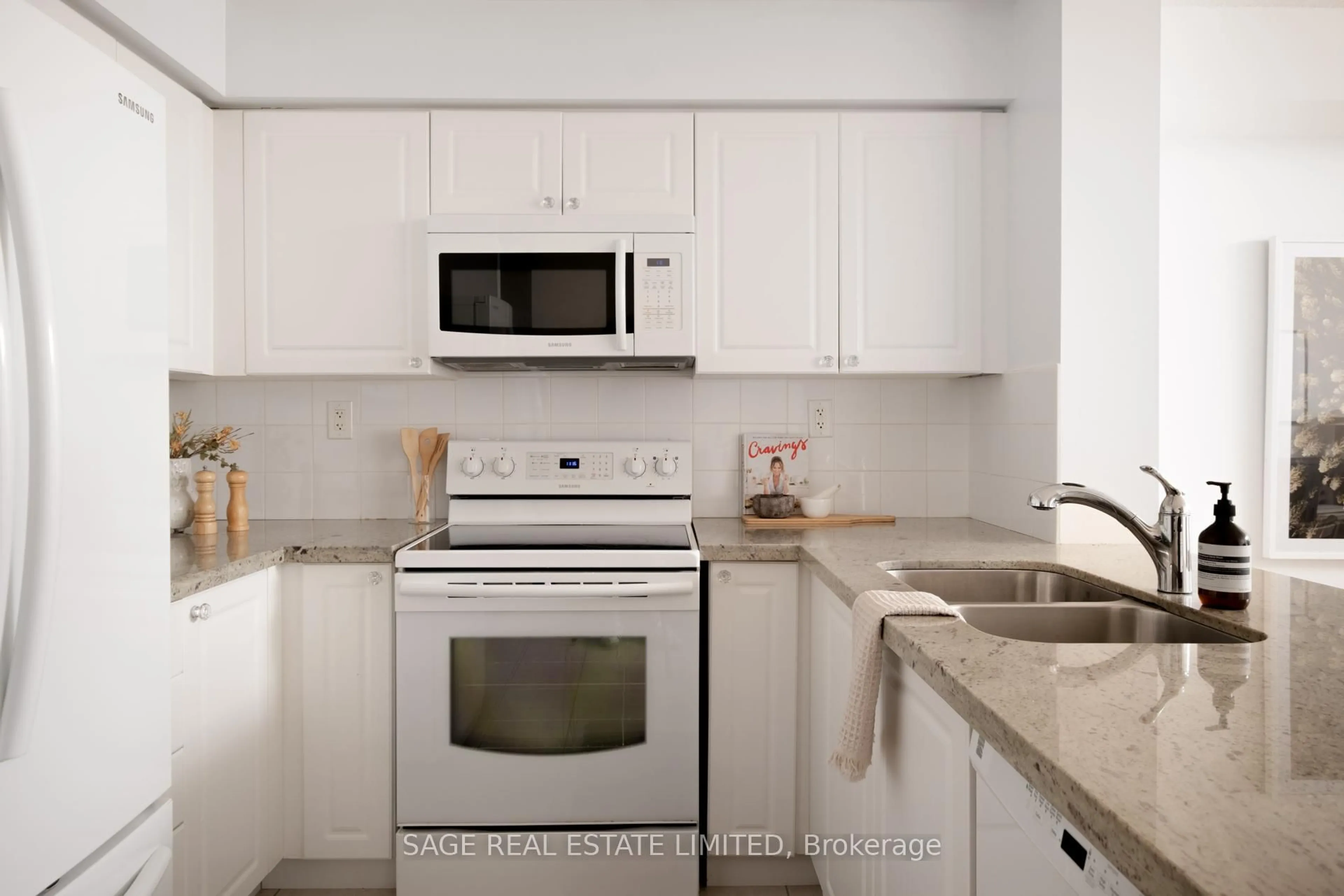 Standard kitchen, ceramic/tile floor for 5 Michael Power Pl #1604, Toronto Ontario M9A 0A3