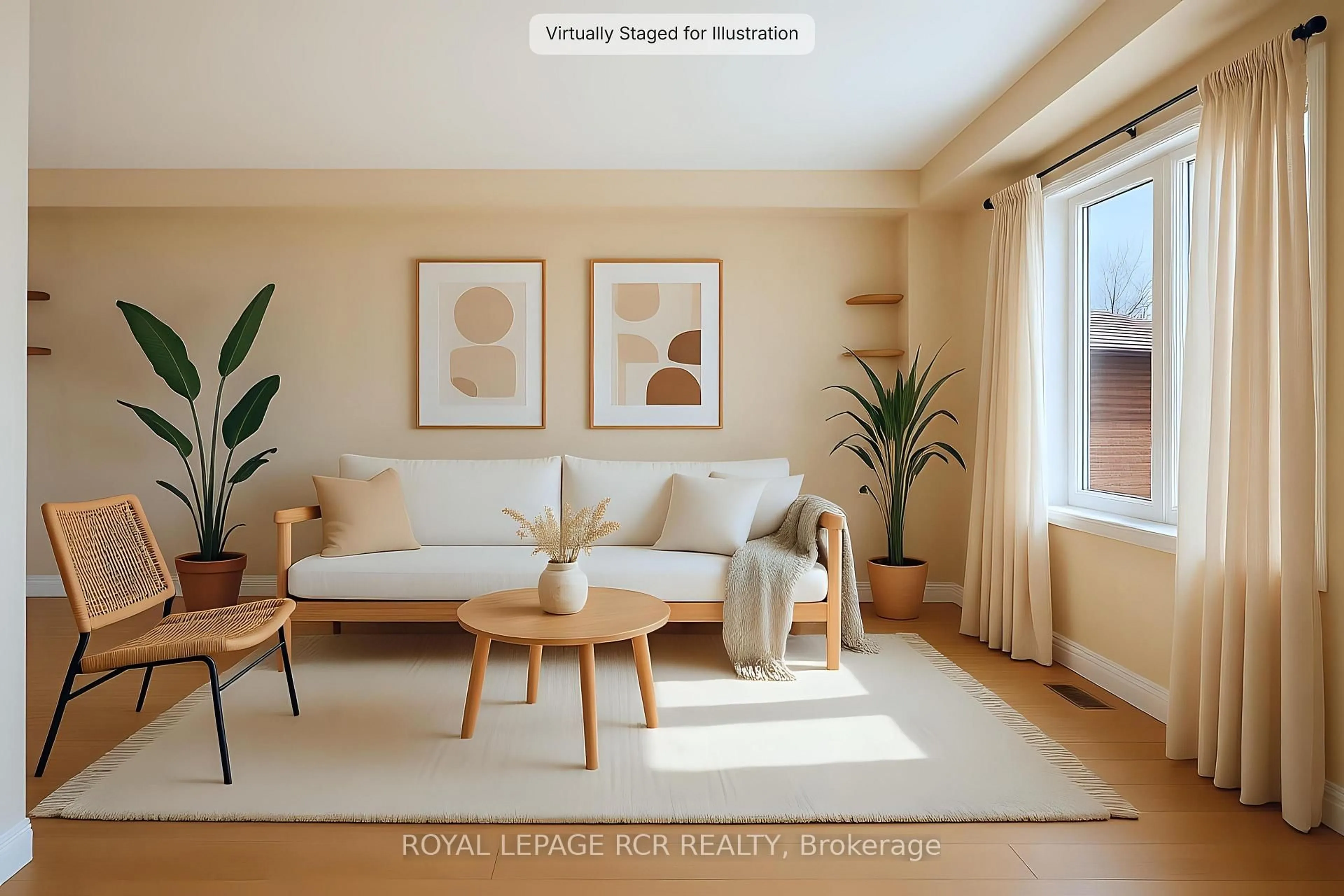 Living room with furniture, wood/laminate floor for 128 Courtney Cres, Orangeville Ontario L9W 4S3