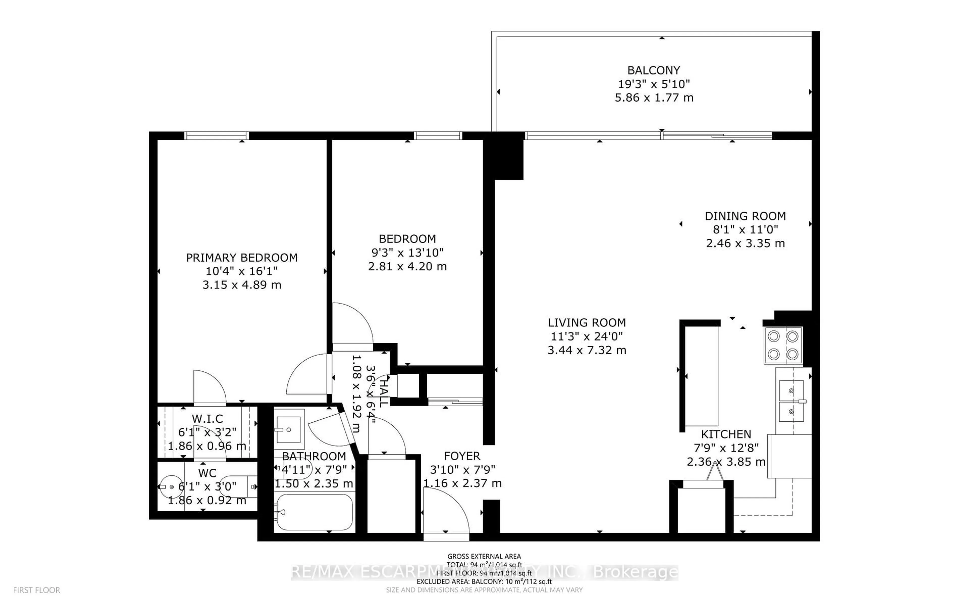 Floor plan for 2055 Upper Middle Rd #1206, Burlington Ontario L7P 3P4