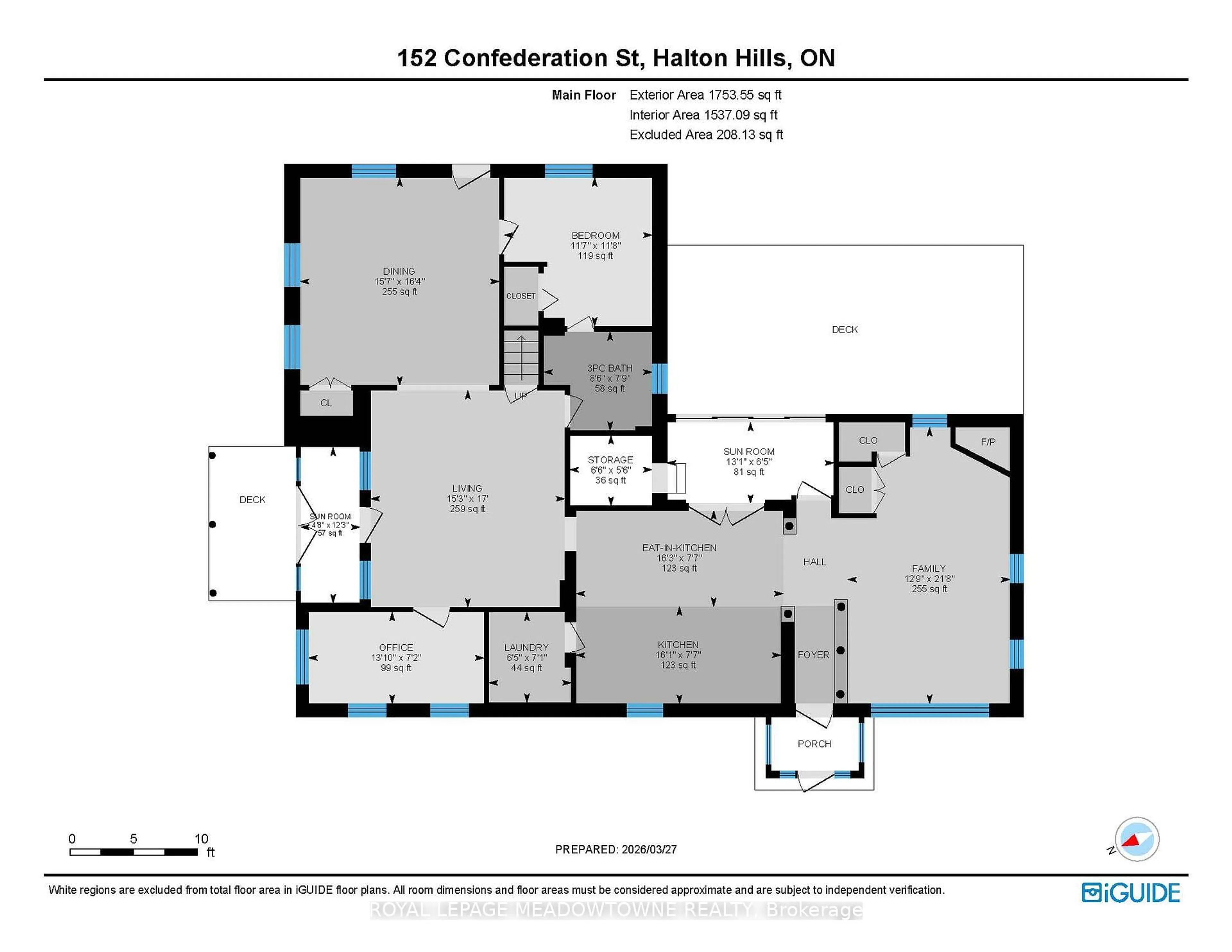 Floor plan for 152 Confederation St, Halton Hills Ontario L7G 4S8