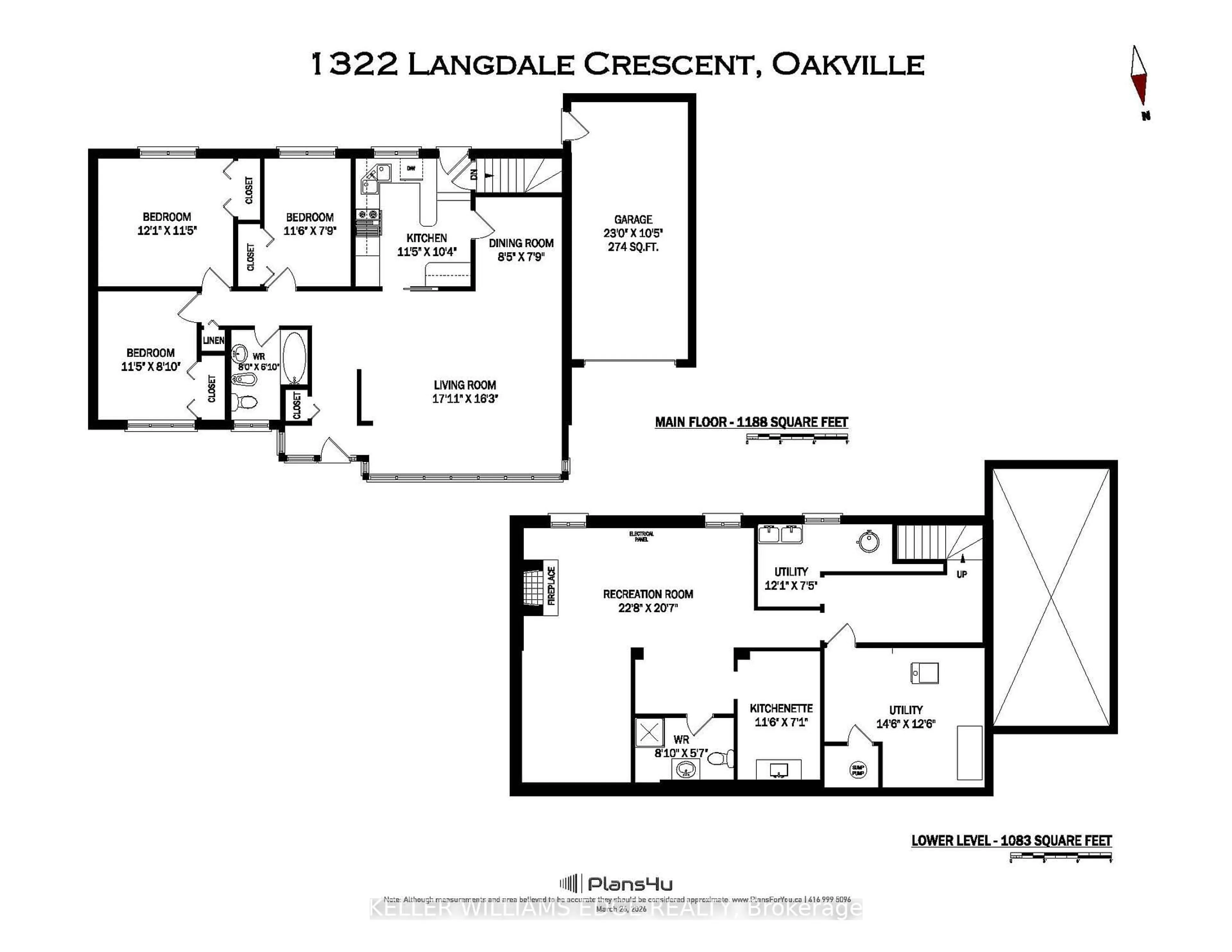 Floor plan for 1322 Langdale Cres, Oakville Ontario L6H 2K8