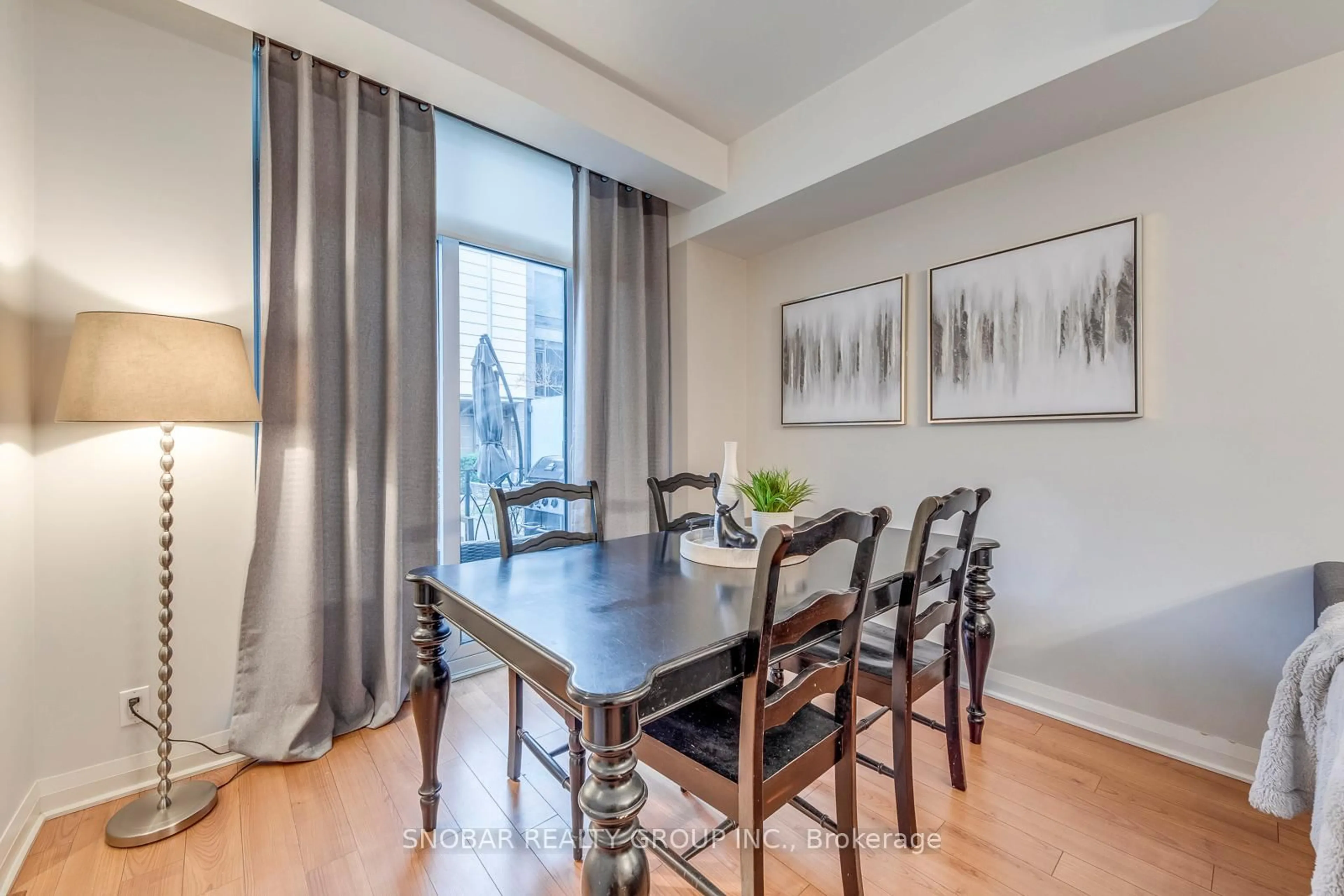 Dining room, wood/laminate floor for 19 Valhalla Inn Rd #21, Toronto Ontario M9B 0B3