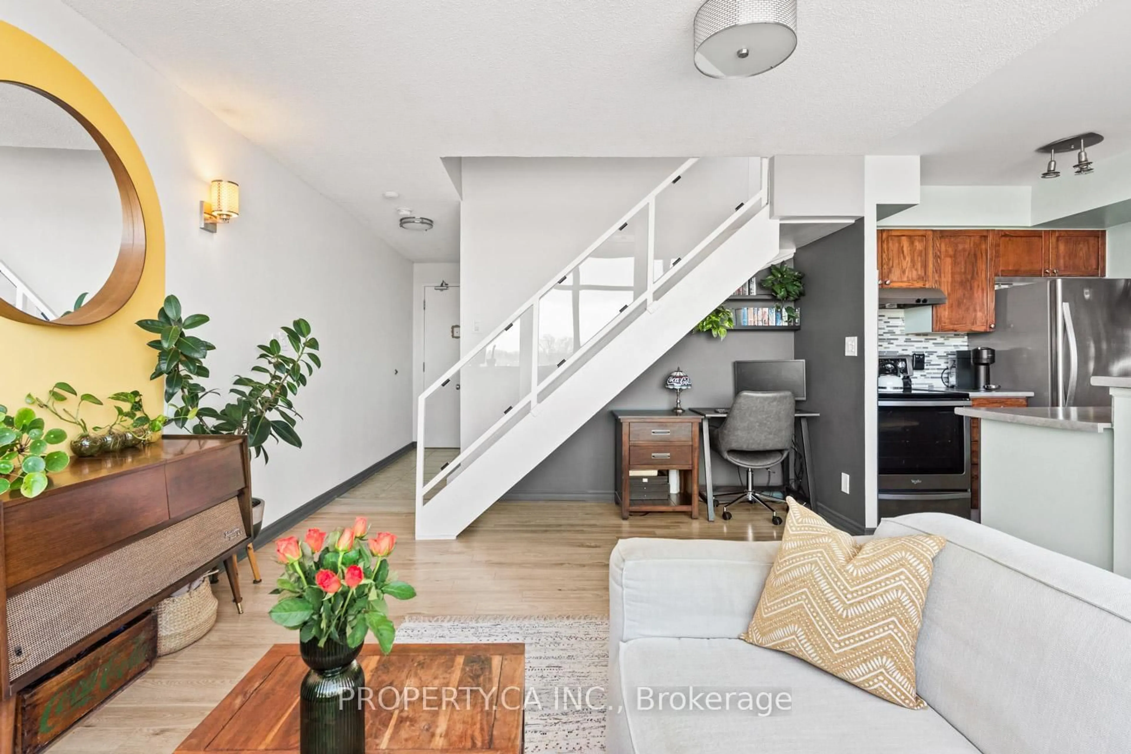 Living room with furniture, unknown for 200 Manitoba St #421, Toronto Ontario M8Y 3Y9