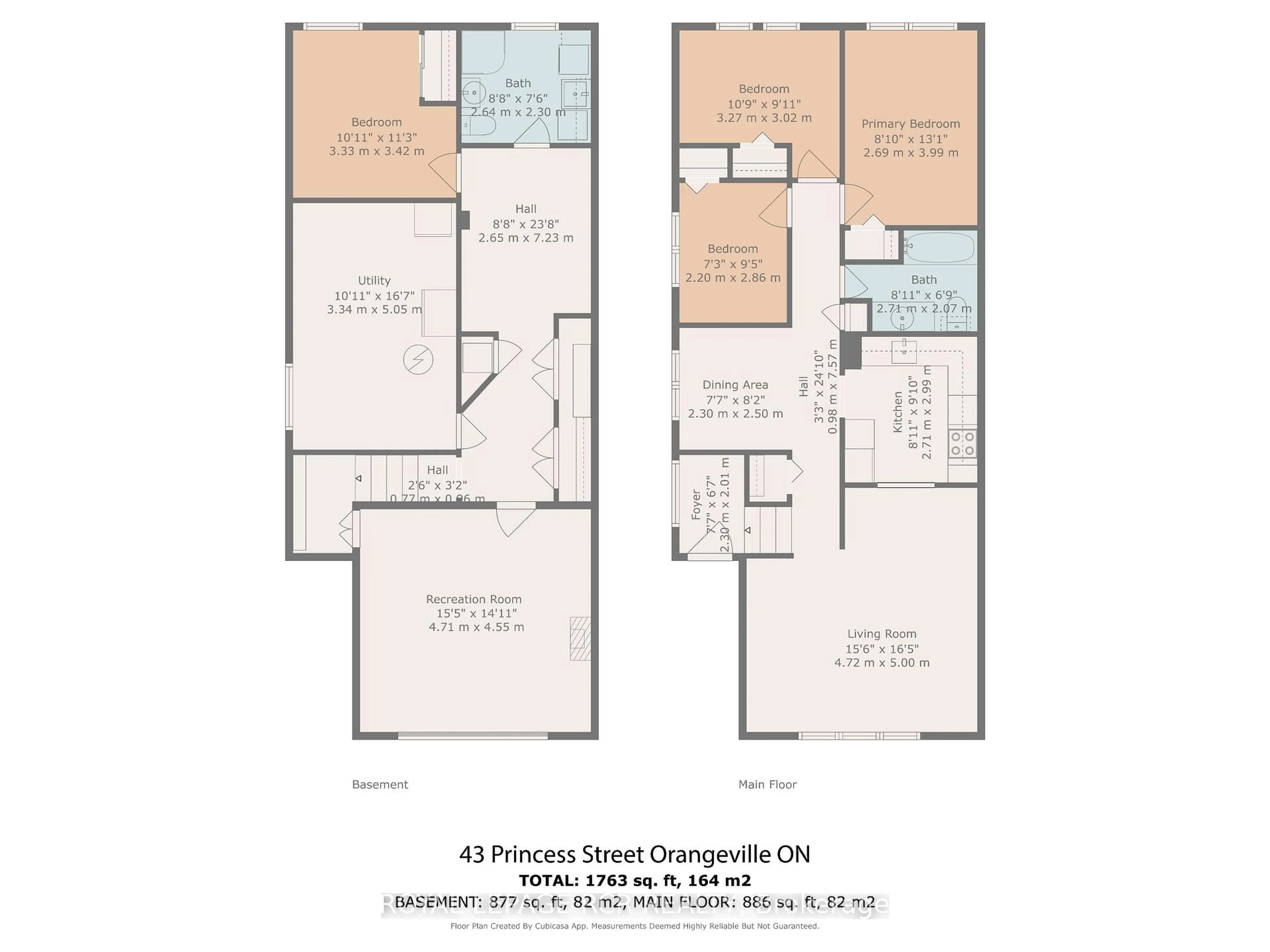 Floor plan for 43 Princess St, Orangeville Ontario L9W 1W2