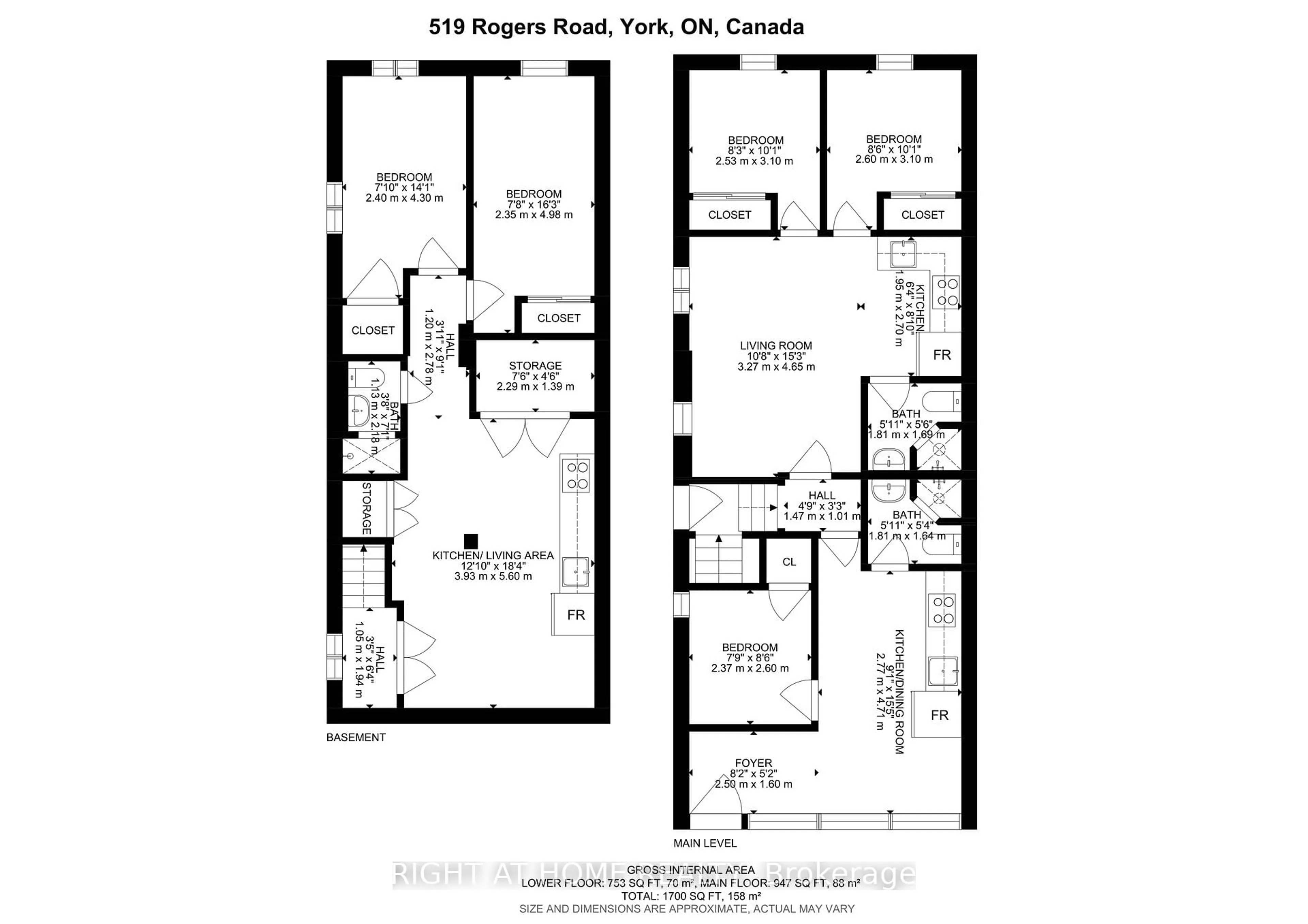 Floor plan for 519 Rogers Rd, Toronto Ontario M6M 1B4