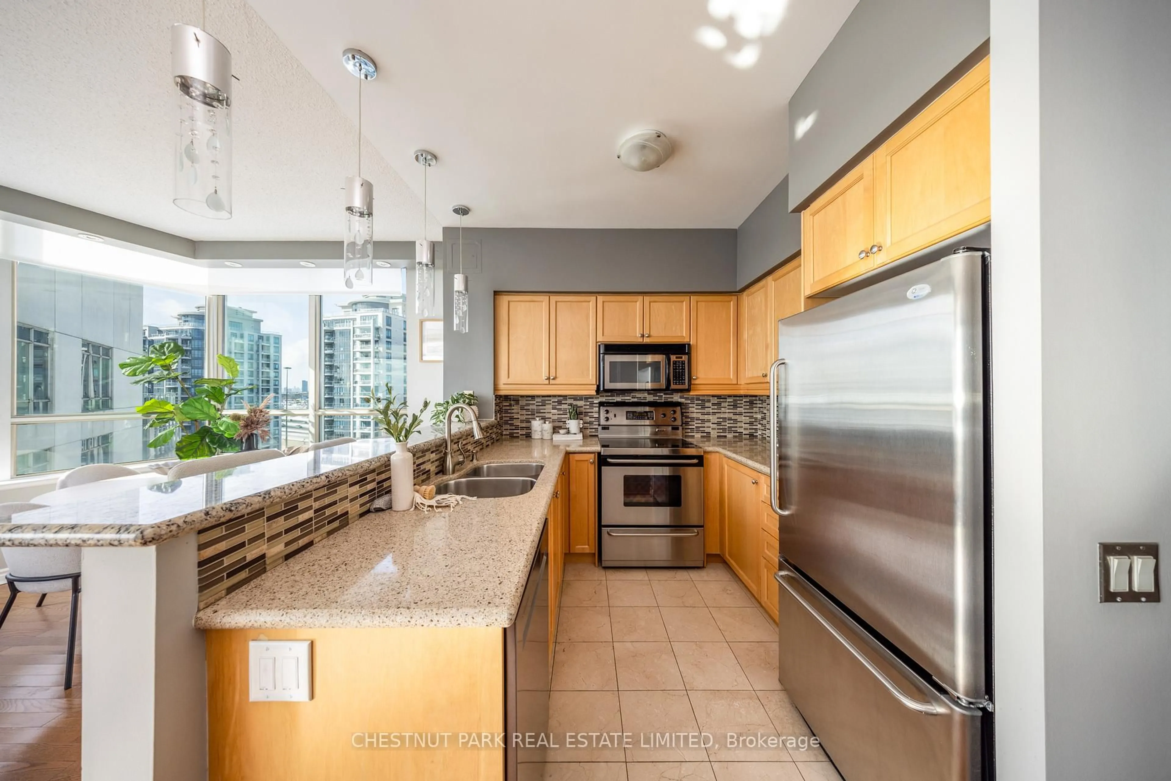 Contemporary kitchen, ceramic/tile floor for 5 Marine Parade Dr #PH9, Toronto Ontario M8V 4B4