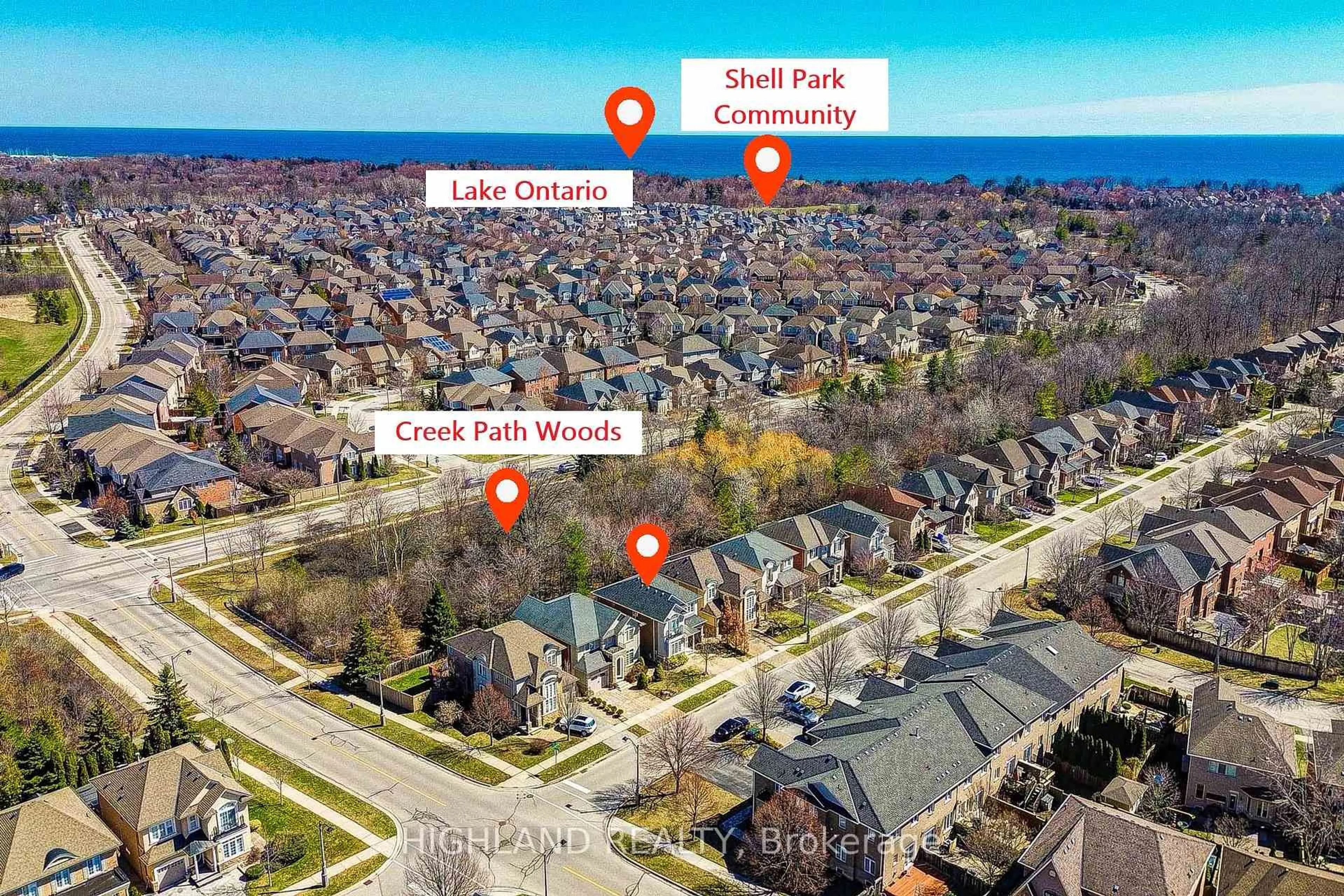 A pic from outside/outdoor area/front of a property/back of a property/a pic from drone, city buildings view from balcony for 311 Duskywing Way, Oakville Ontario L6L 6X6