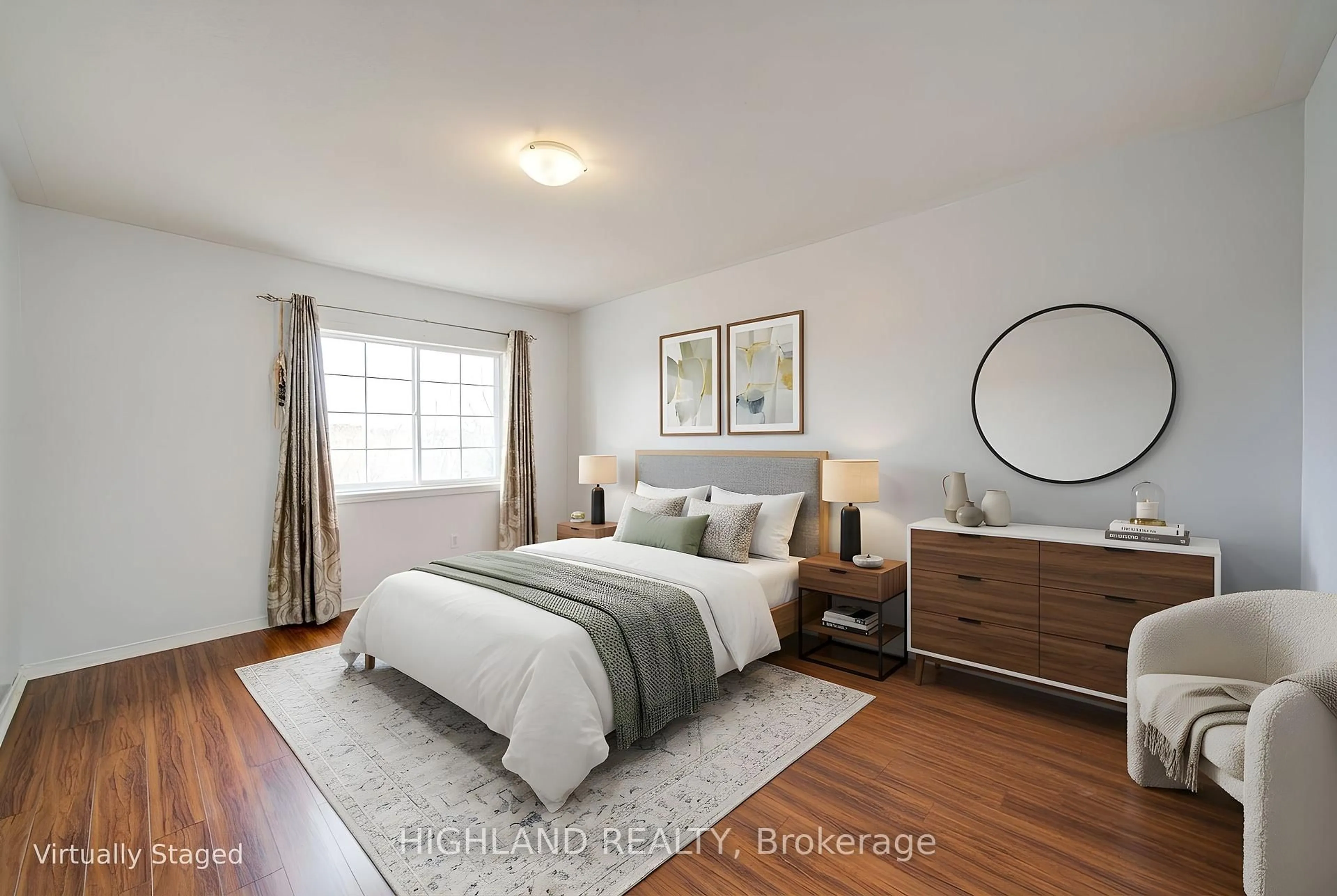 Bedroom with bed, wood/laminate floor for 6399 Spinnaker Circ #99, Mississauga Ontario L5W 1Z5