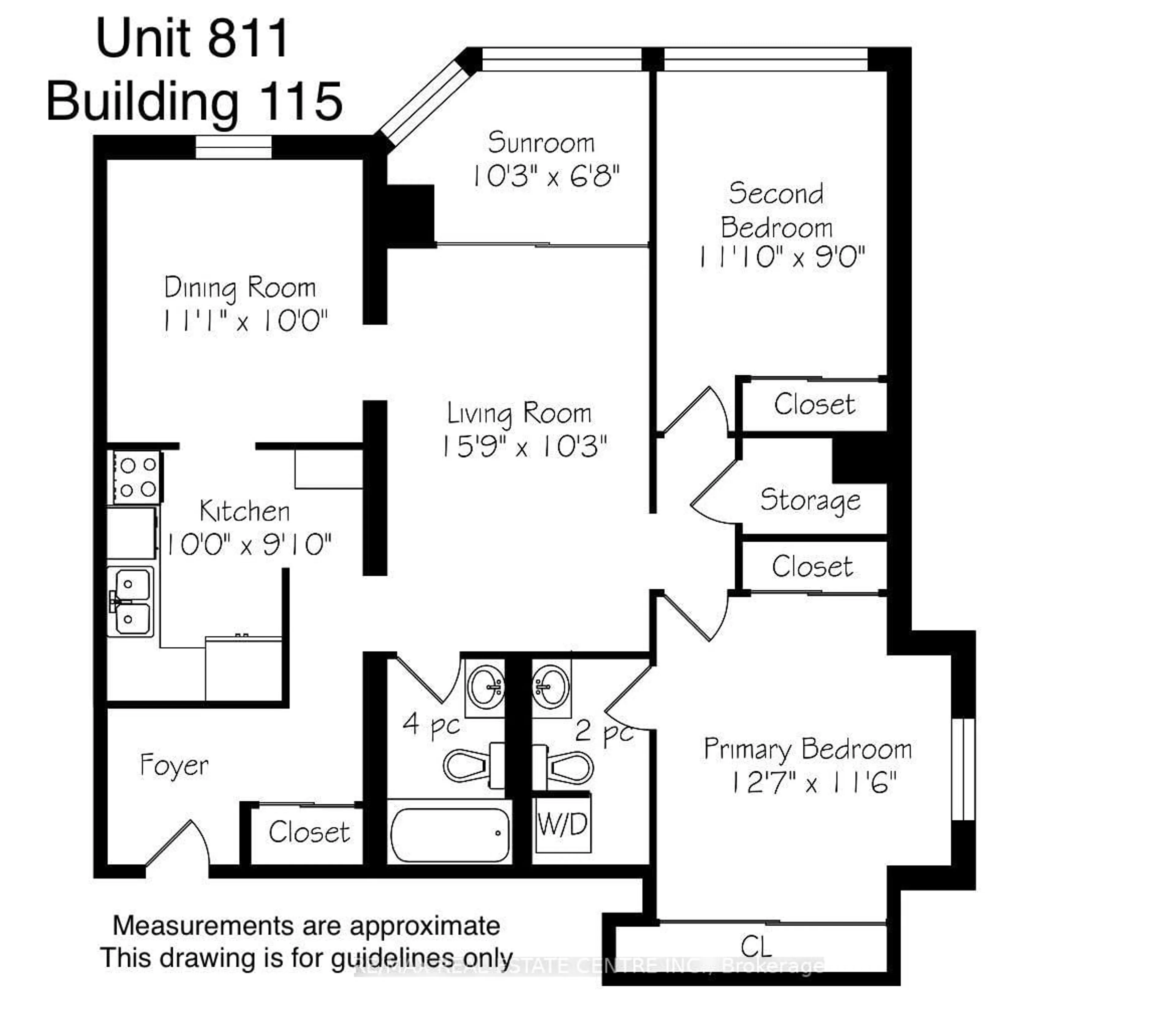Floor plan for 115 Hillcrest Ave #811, Mississauga Ontario L5B 3Y9