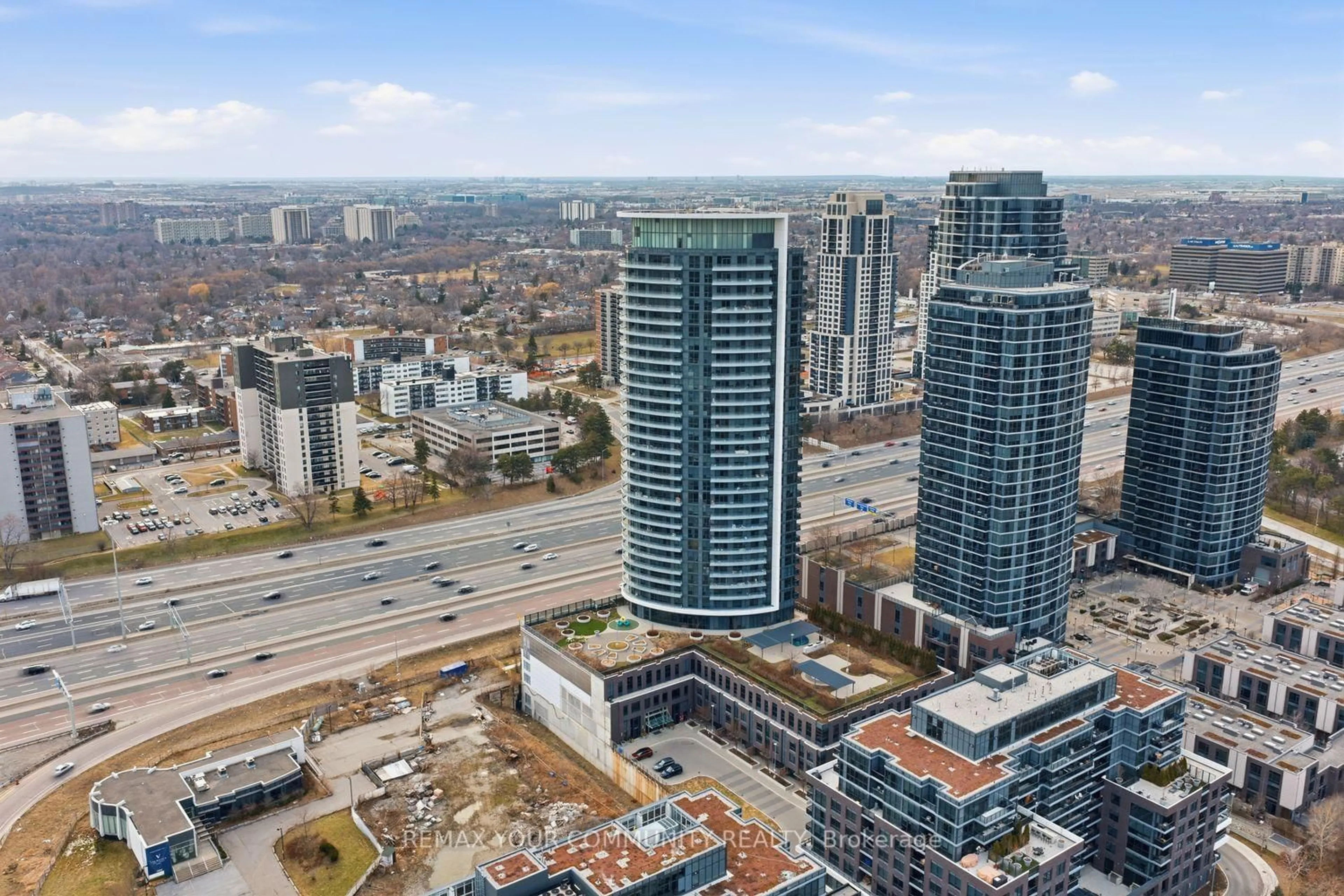 A pic from outside/outdoor area/front of a property/back of a property/a pic from drone, city buildings view from balcony for 30 Gibbs Rd #3107, Toronto Ontario M9B 6L6