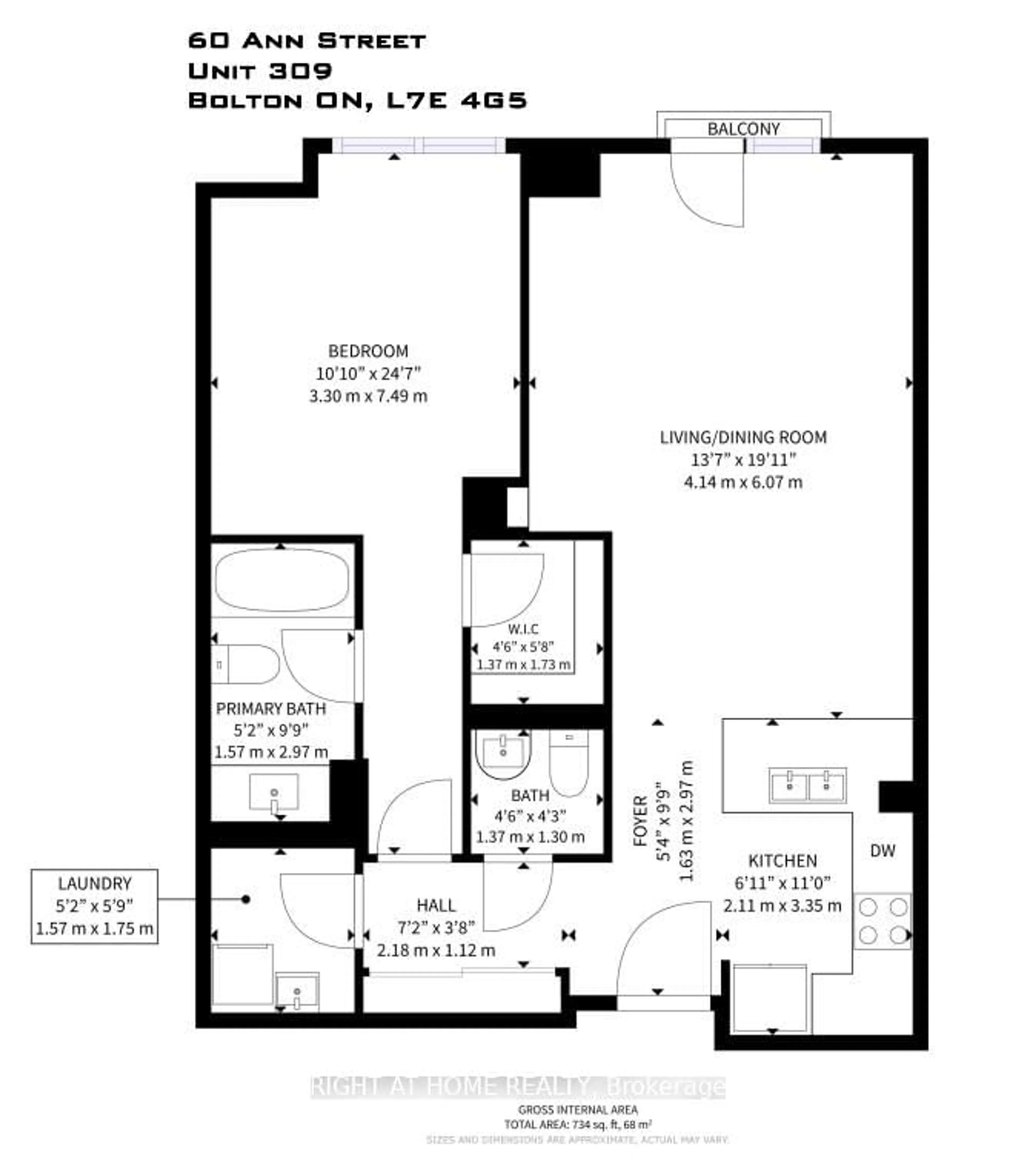 Floor plan for 60 Ann St #309, Caledon Ontario L7E 4G5