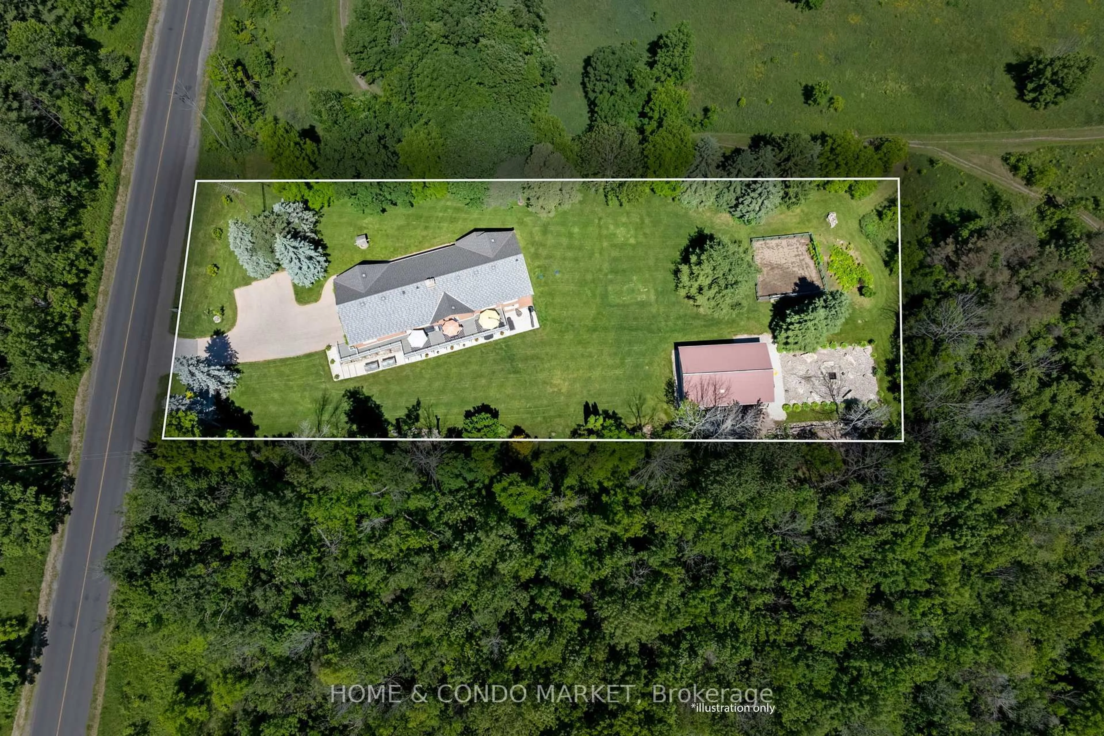 A pic from outside/outdoor area/front of a property/back of a property/a pic from drone, unknown for 20603 Willoughby Rd, Caledon Ontario L7K 1W2