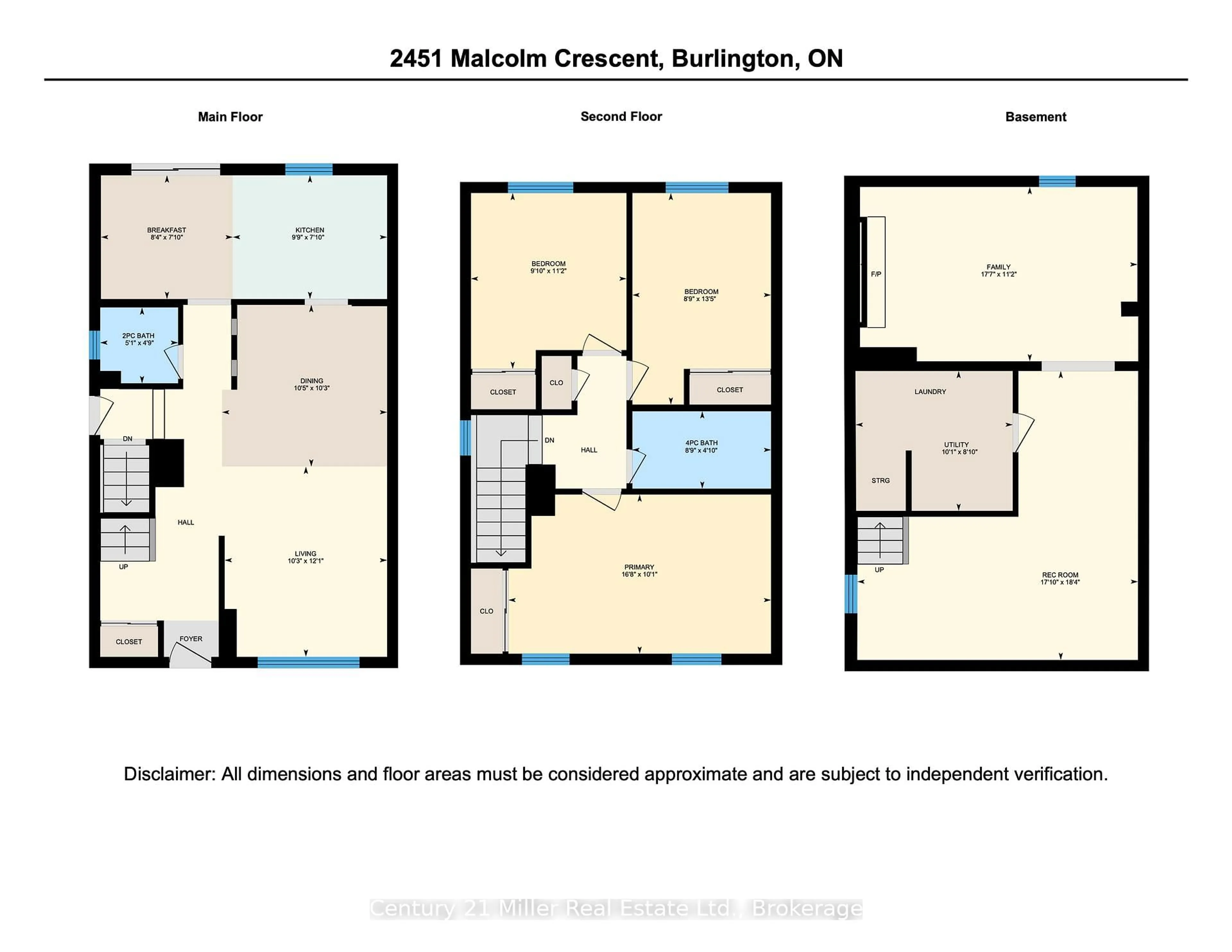 Floor plan for 2451 Malcolm Cres, Burlington Ontario L7P 3Y7