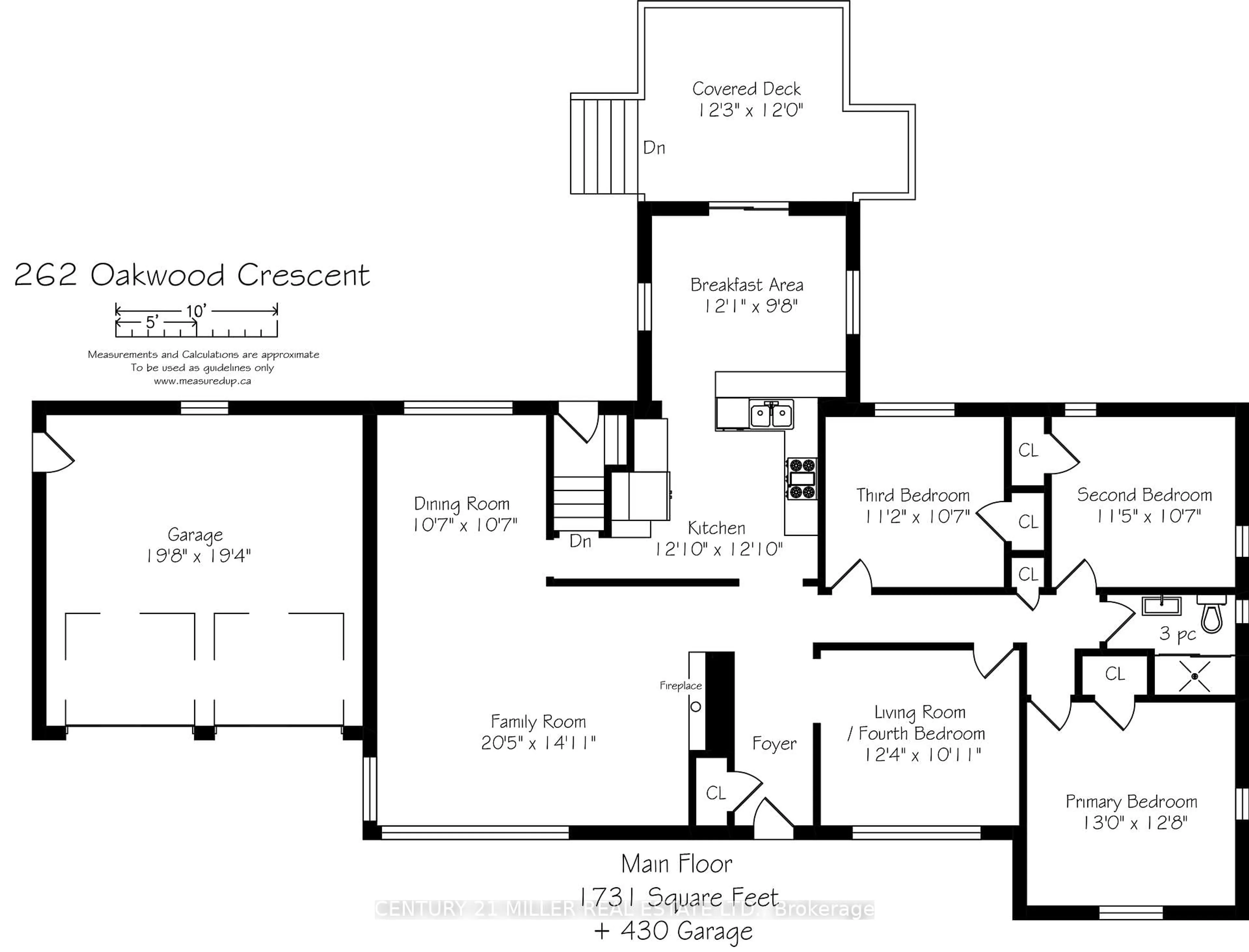Floor plan for 262 Oakwood Cres, Oakville Ontario L6K 3M8