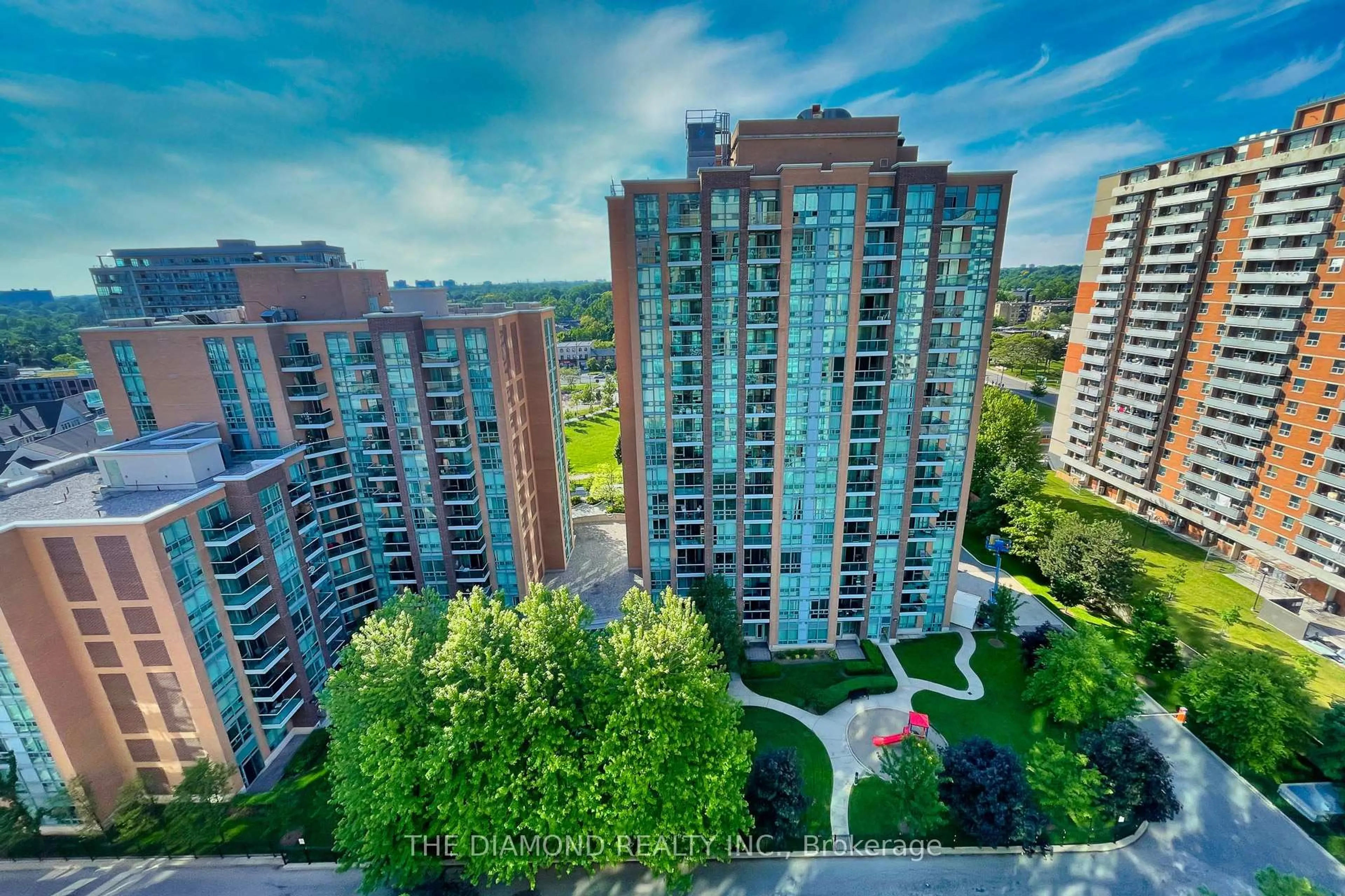 A pic from outside/outdoor area/front of a property/back of a property/a pic from drone, city buildings view from balcony for 7 Michael Power Pl #1508, Toronto Ontario M9A 0A4