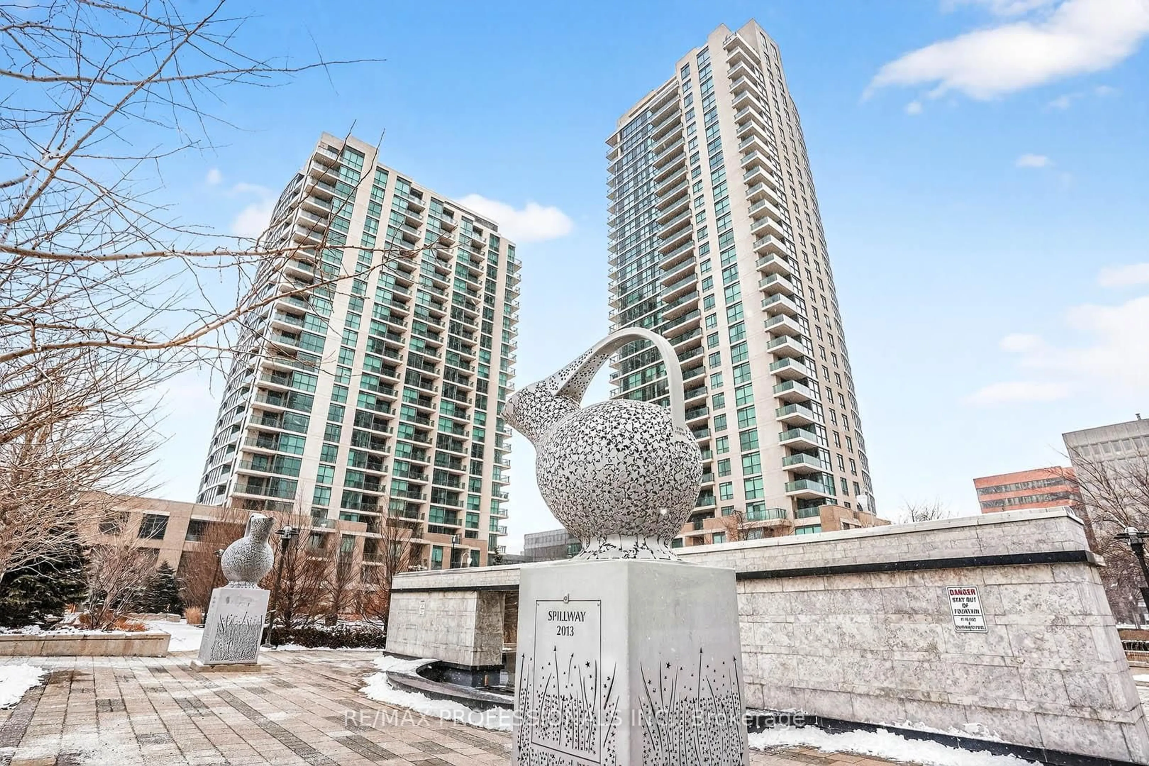 Patio, city buildings view from balcony for 215 Sherway Gardens Rd #2110, Toronto Ontario M9C 0A4