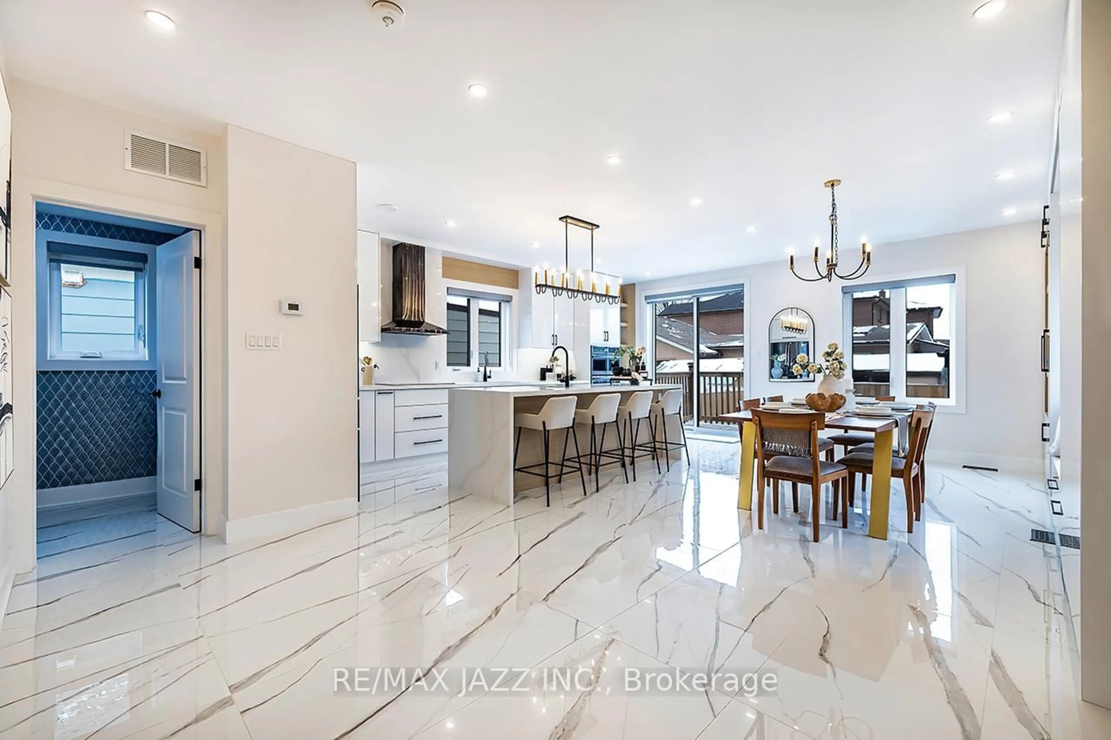 Open concept kitchen, ceramic/tile floor for 76 Haverson Blvd, Toronto Ontario M6M 3J9