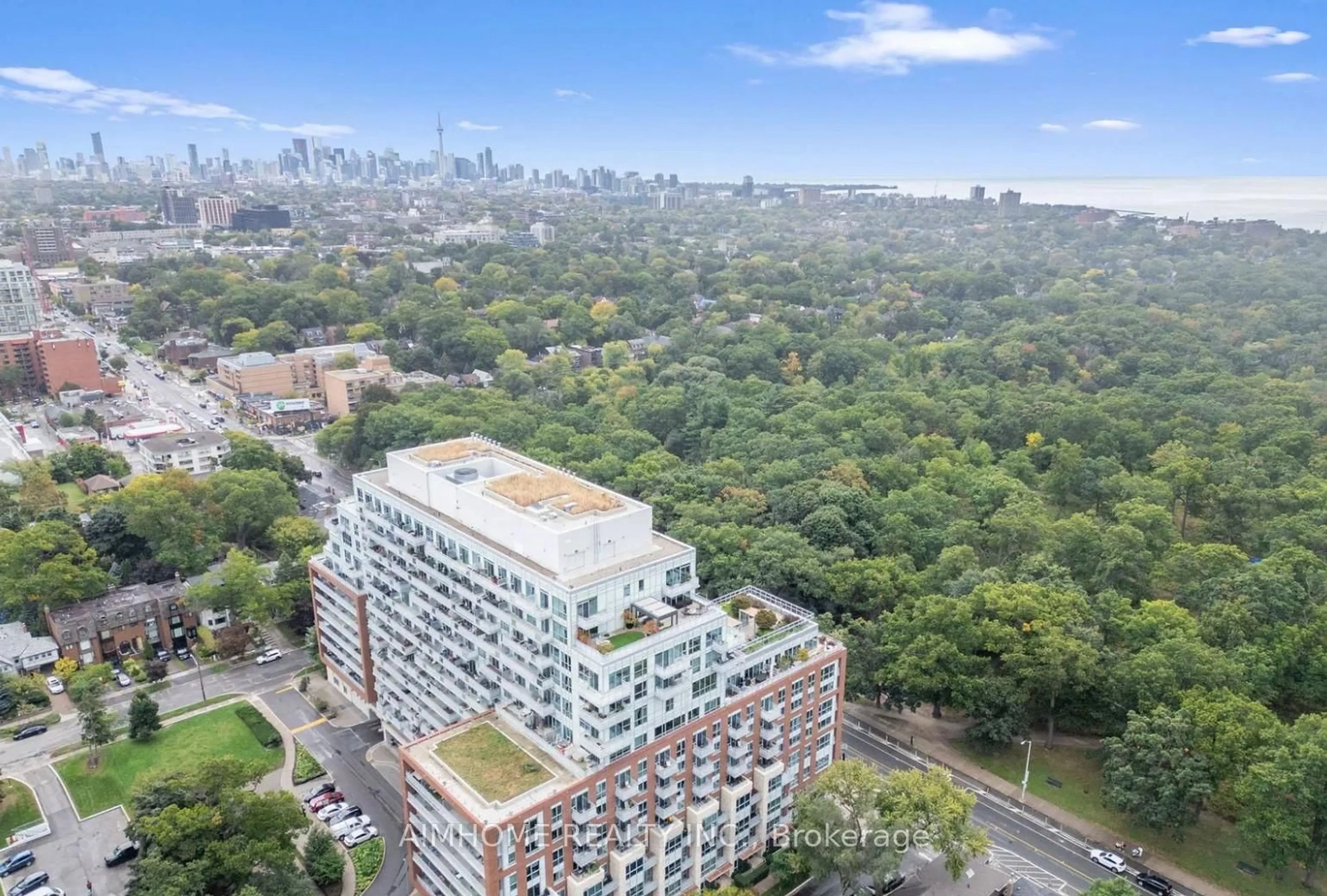 A pic from outside/outdoor area/front of a property/back of a property/a pic from drone, city buildings view from balcony for 1830 Bloor St #1019, Toronto Ontario M6P 0A2