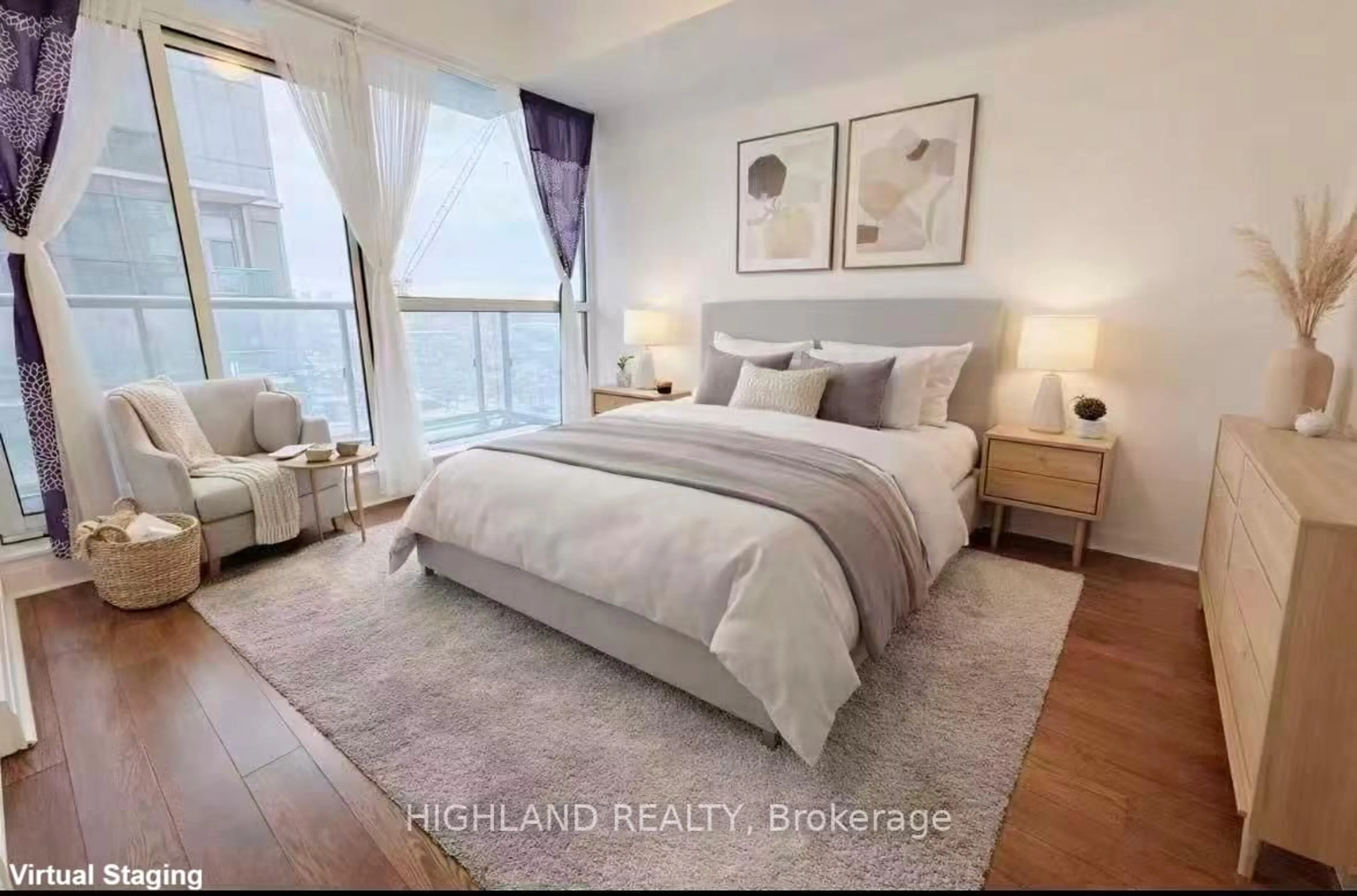 Bedroom with bed, unknown for 17 Zorra St #1102, Toronto Ontario M8Z 0C8