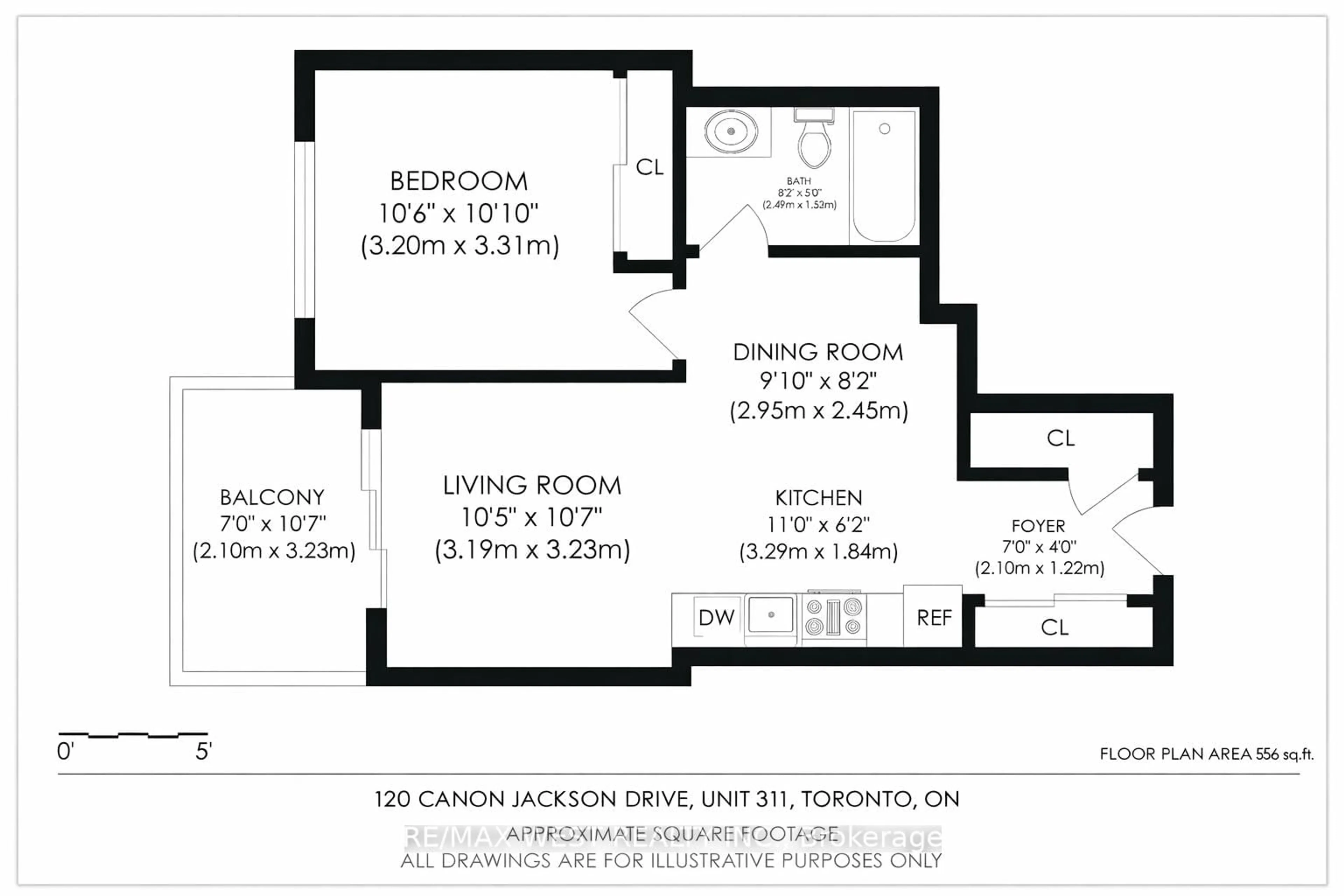 Floor plan for 120 Canon Jackson Dr #311, Toronto Ontario M6M 0B8