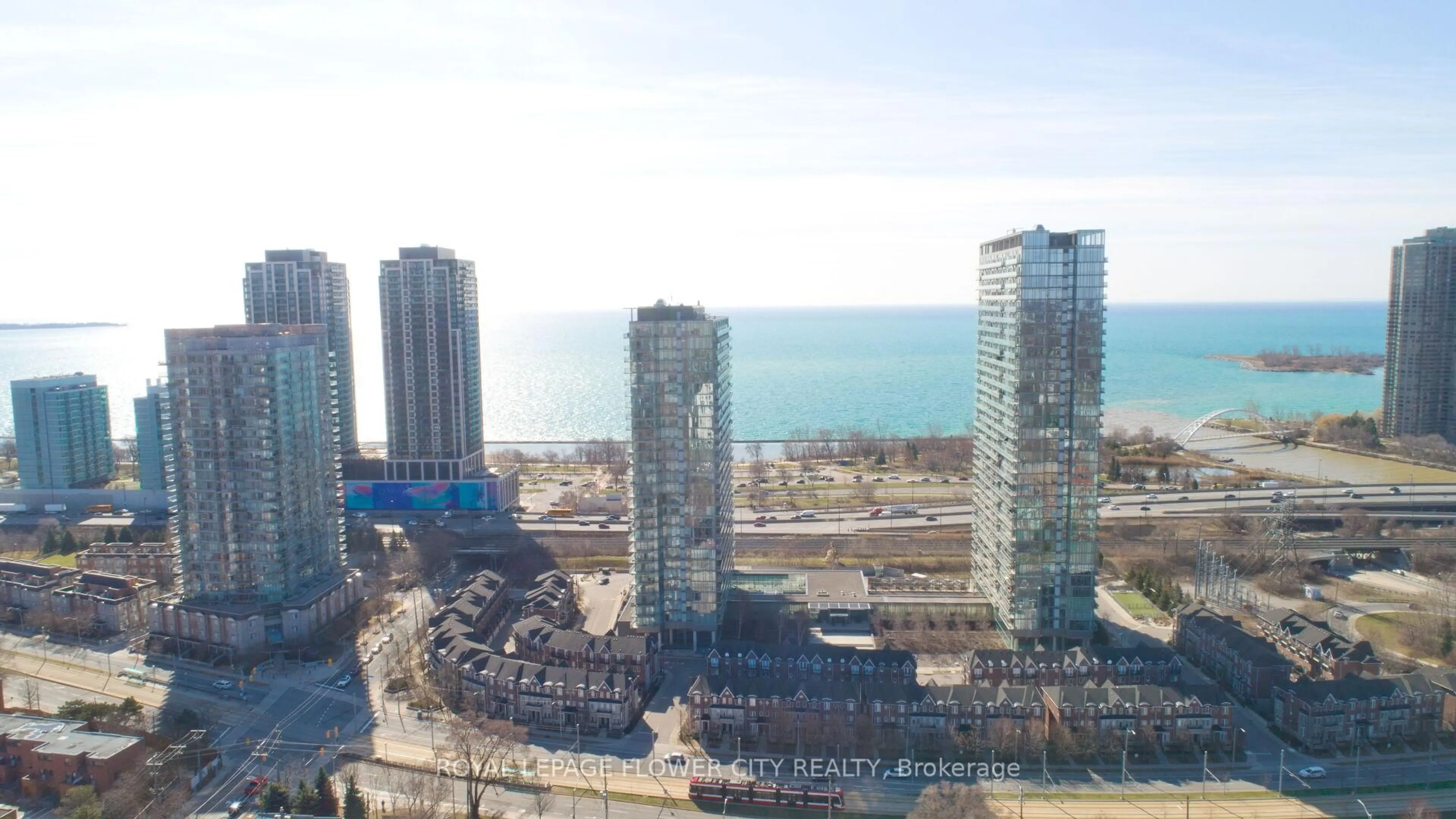 A pic from outside/outdoor area/front of a property/back of a property/a pic from drone, city buildings view from balcony for 105 The Queensway Ave #415, Toronto Ontario M6S 5B5