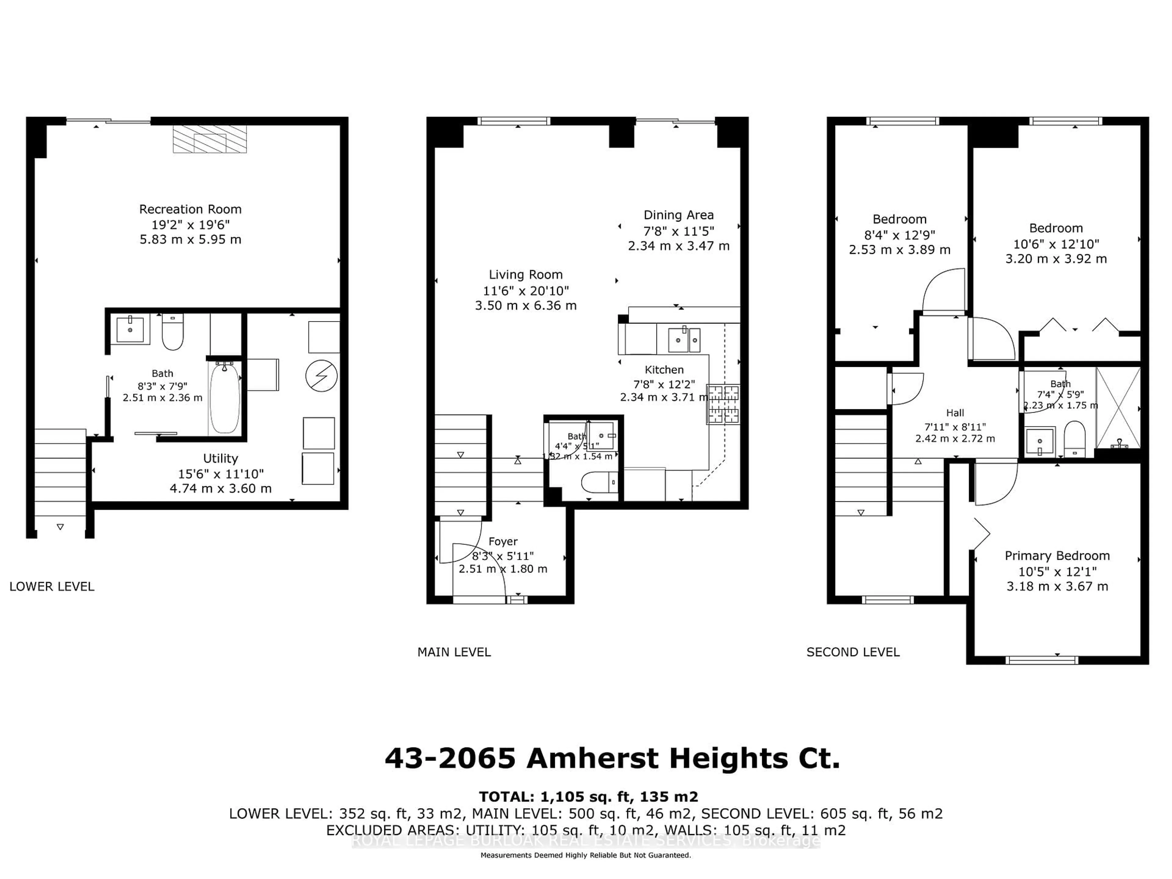 Floor plan for 2065 Amherst Heights Crt #43, Burlington Ontario L7P 4S1