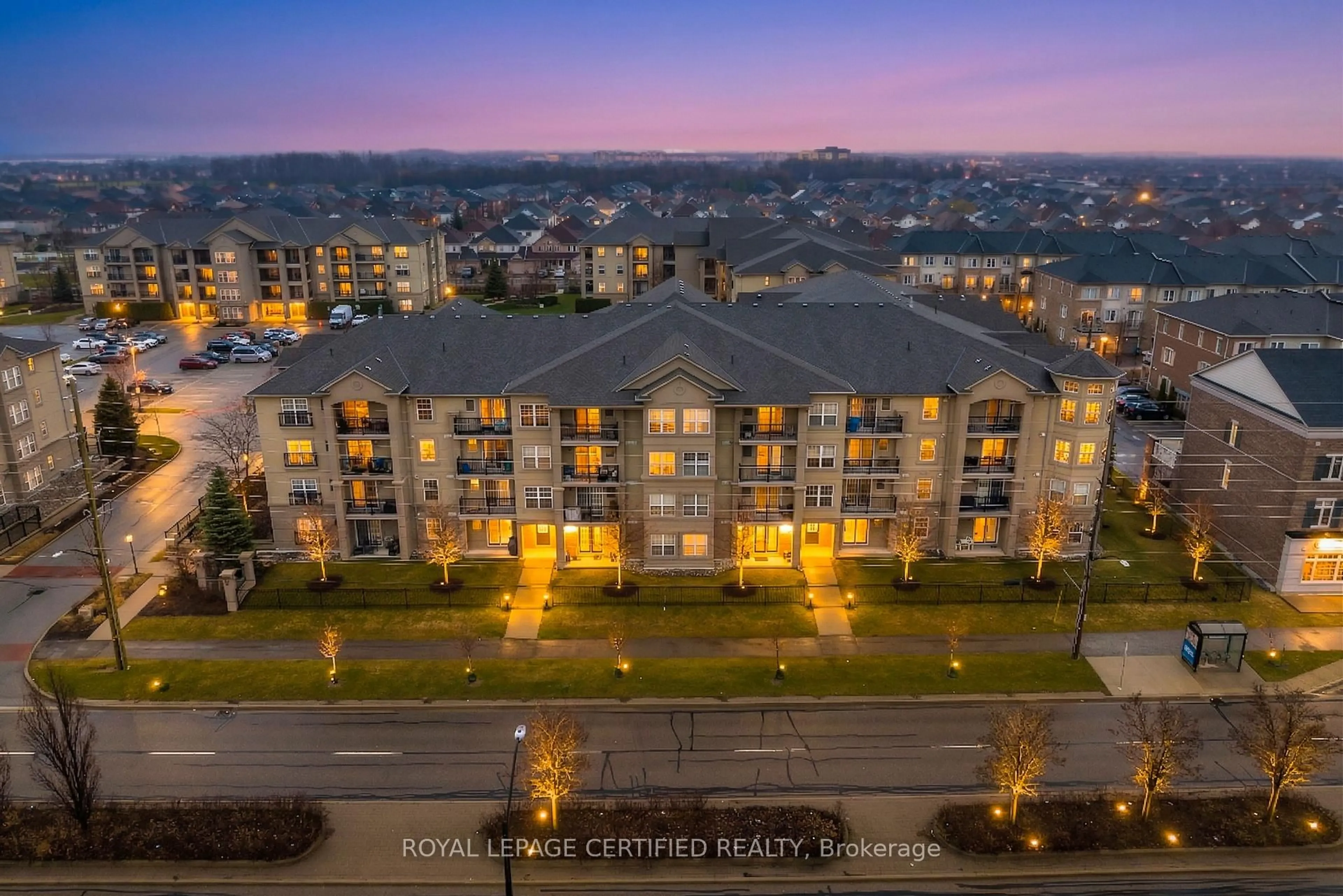 A pic from outside/outdoor area/front of a property/back of a property/a pic from drone, city buildings view from balcony for 1340 MAIN St #308, Milton Ontario L9T 7S6