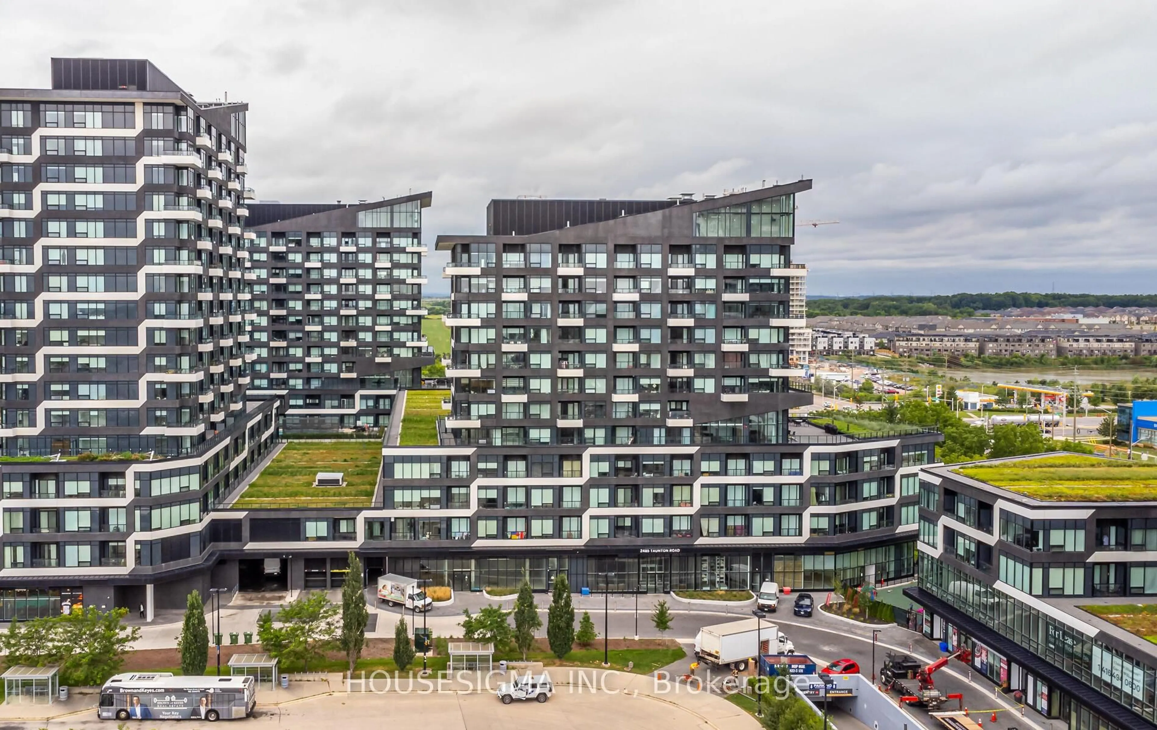 A pic from outside/outdoor area/front of a property/back of a property/a pic from drone, city buildings view from balcony for 2485 Taunton Rd #349, Oakville Ontario L6H 3R8