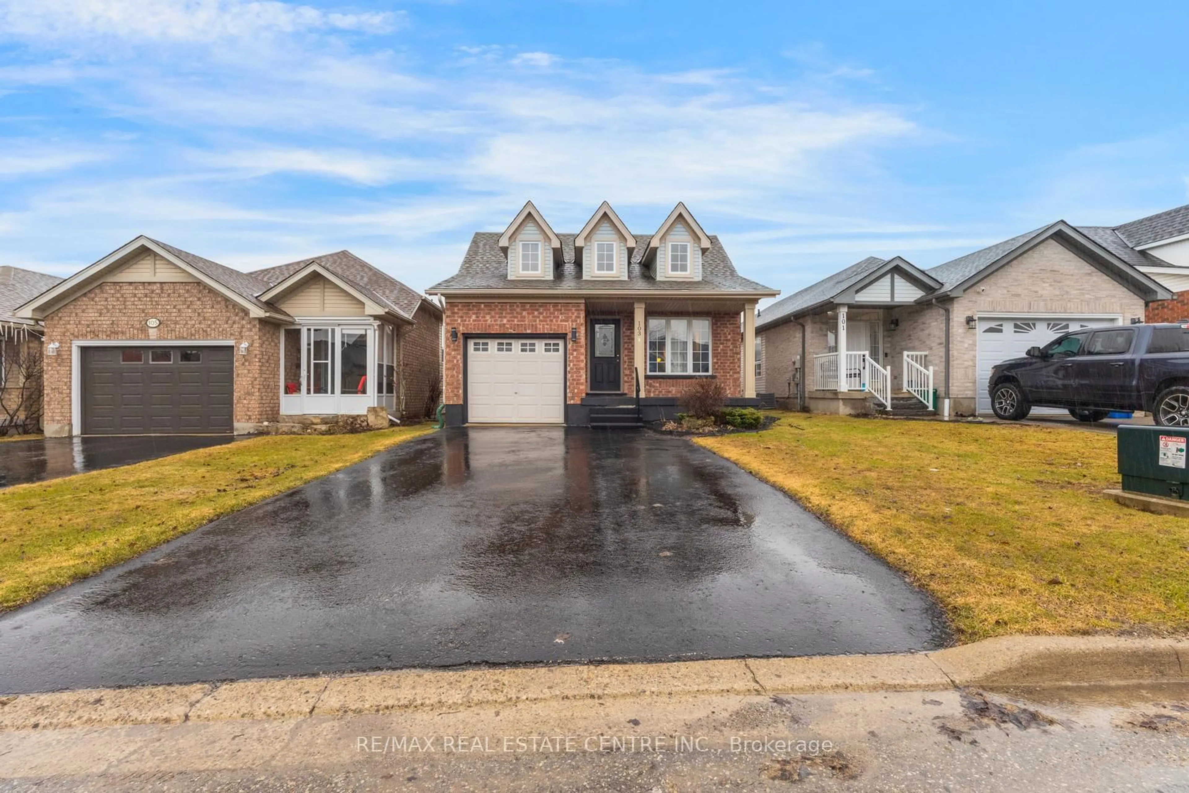 Home with brick exterior material, street for 103 Biscayne Cres, Orangeville Ontario L9W 5E5