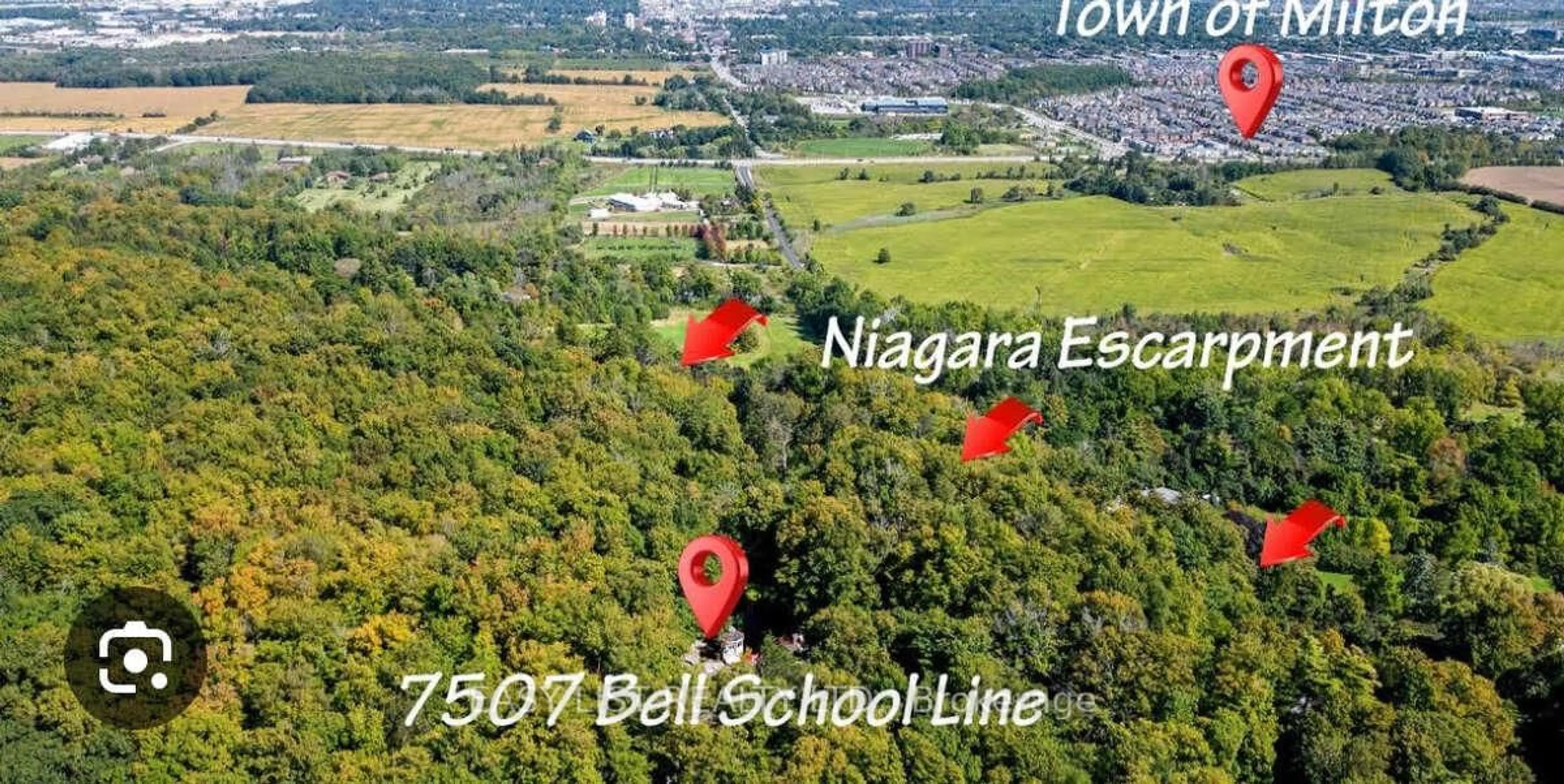 A pic from outside/outdoor area/front of a property/back of a property/a pic from drone, unknown for 7507 Bell School Line, Milton Ontario L9T 2Y1