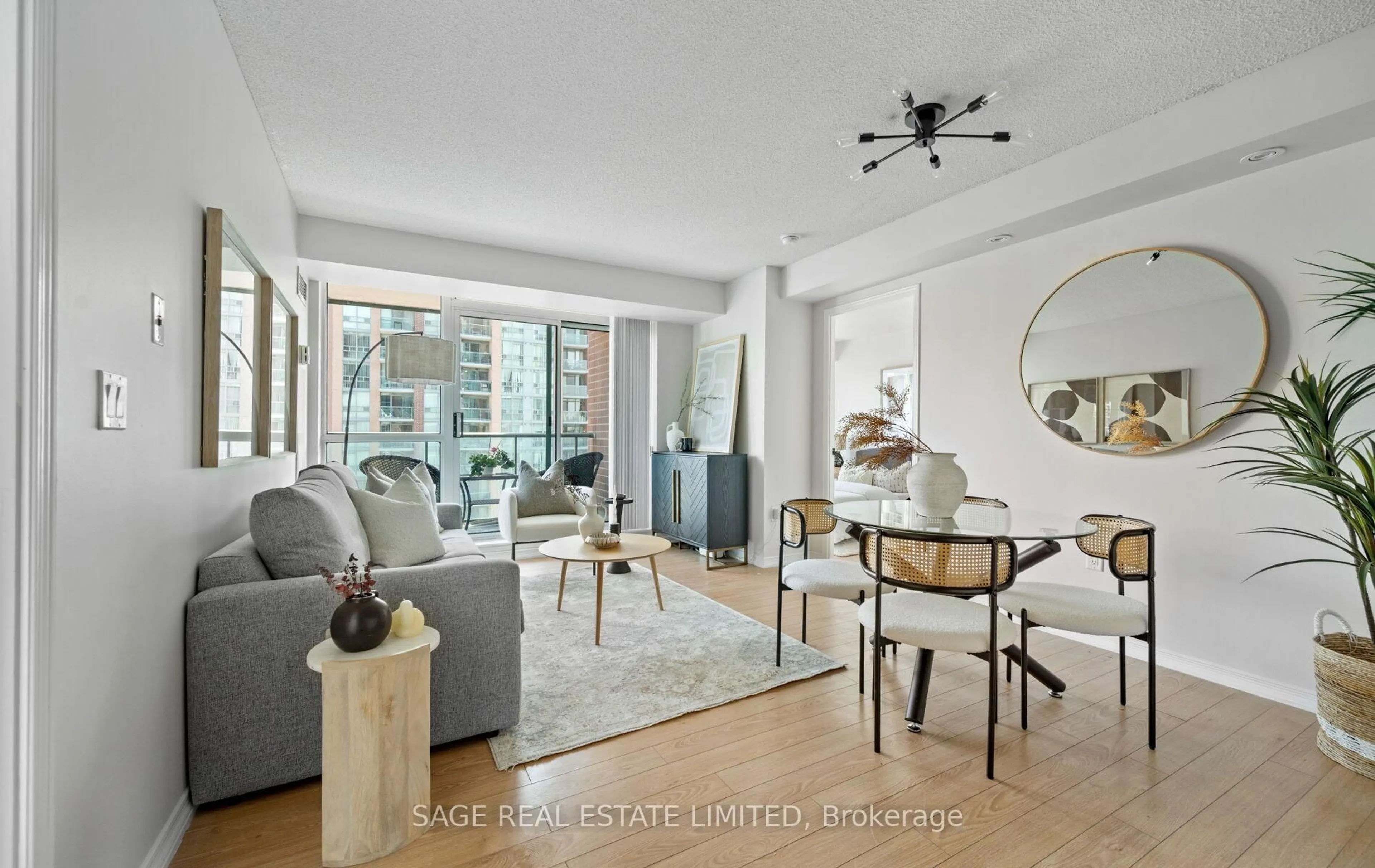 Living room with furniture, unknown for 15 Michael Power Pl #1008, Toronto Ontario M9A 5G4