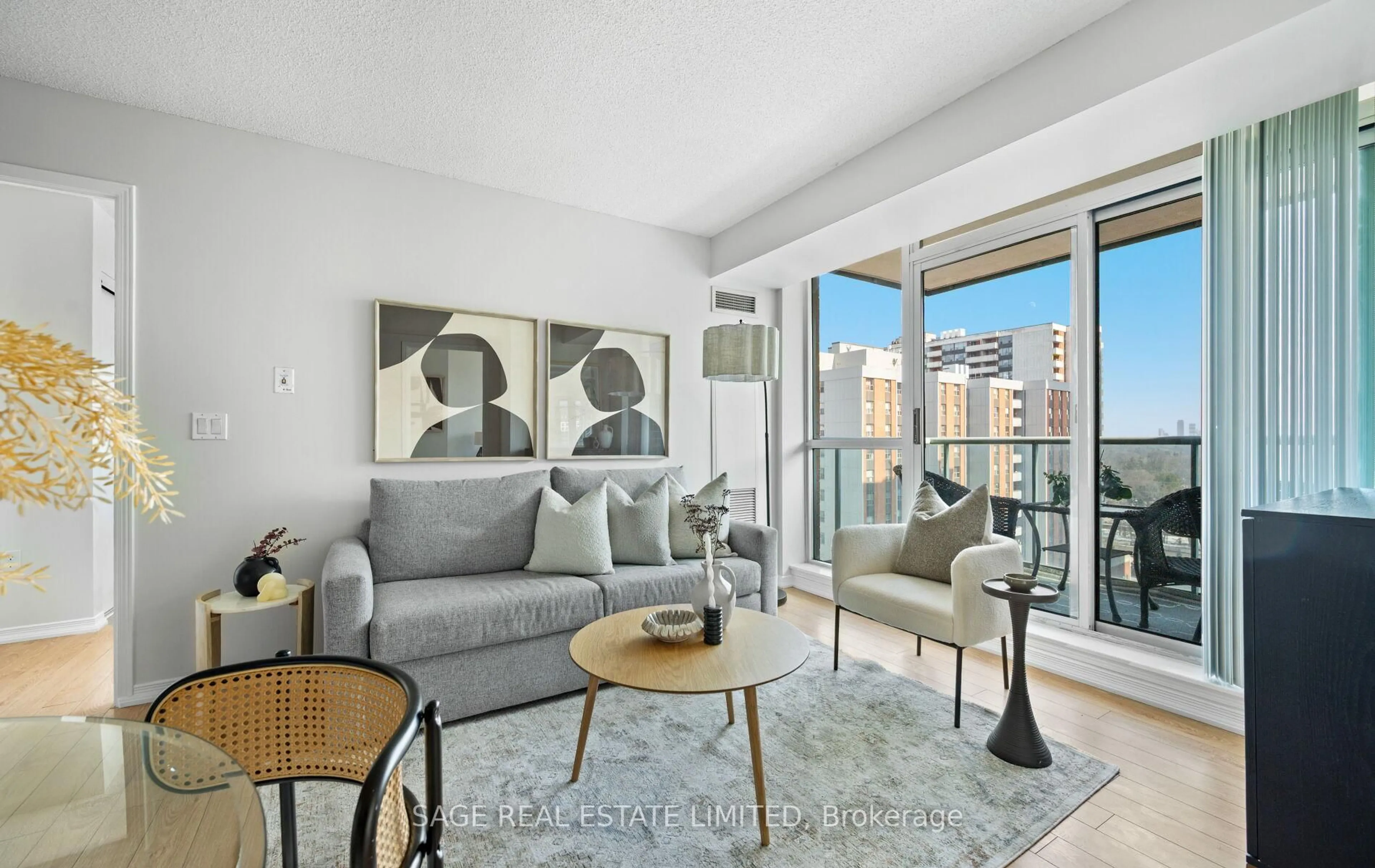 Living room with furniture, unknown for 15 Michael Power Pl #1008, Toronto Ontario M9A 5G4