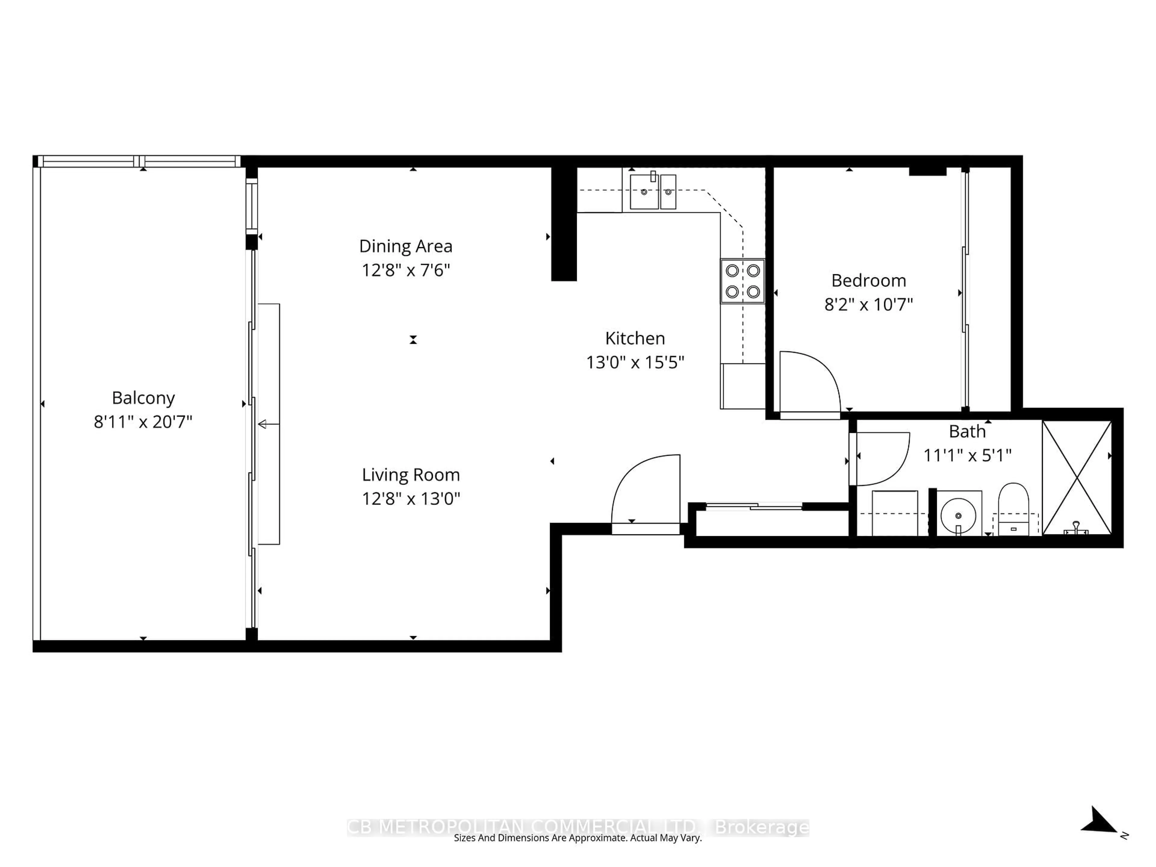 Floor plan for 363 Sorauren Ave #405, Toronto Ontario M6R 3C2
