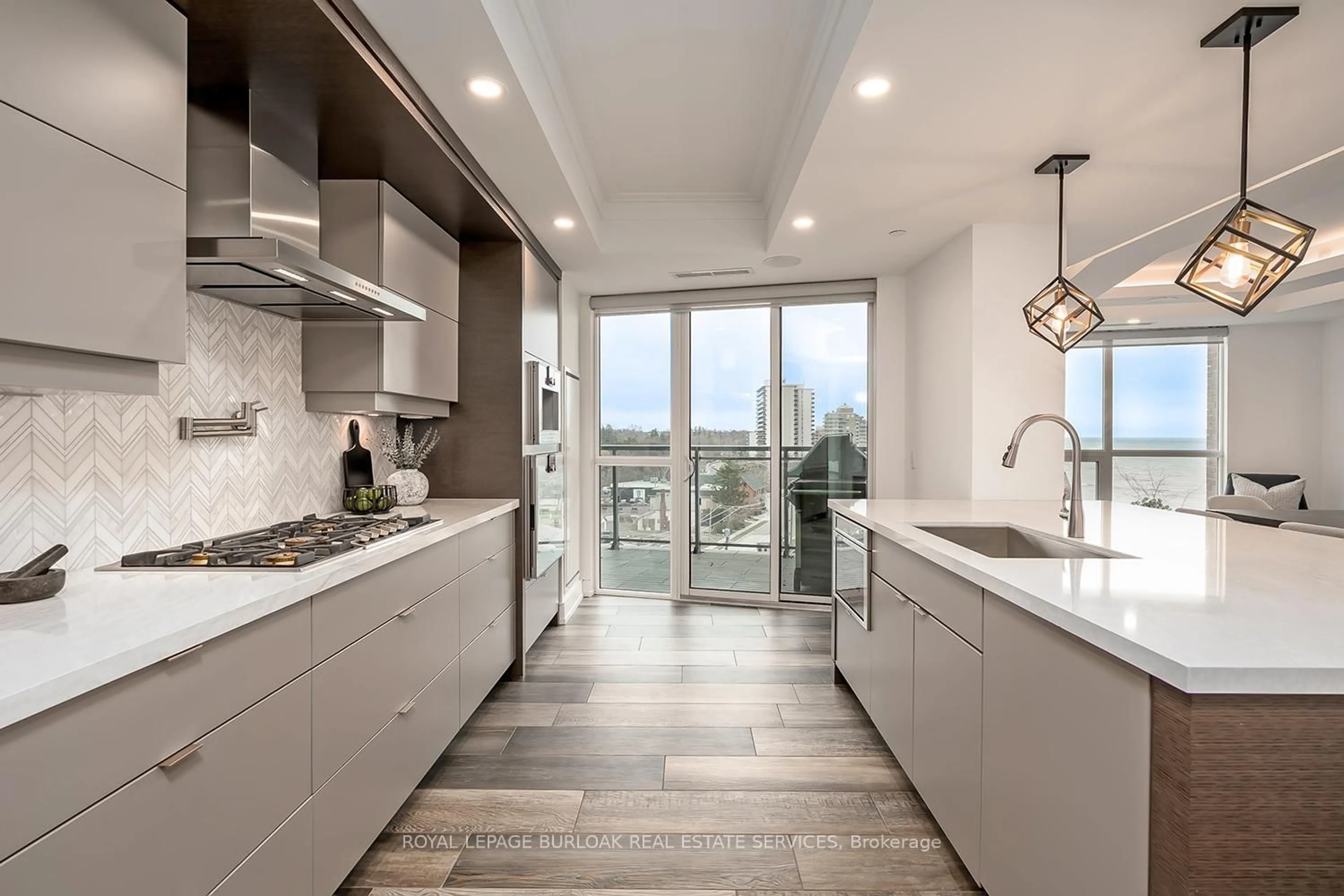 Contemporary kitchen, ceramic/tile floor for 2060 Lakeshore Rd #608, Burlington Ontario L7R 0G2