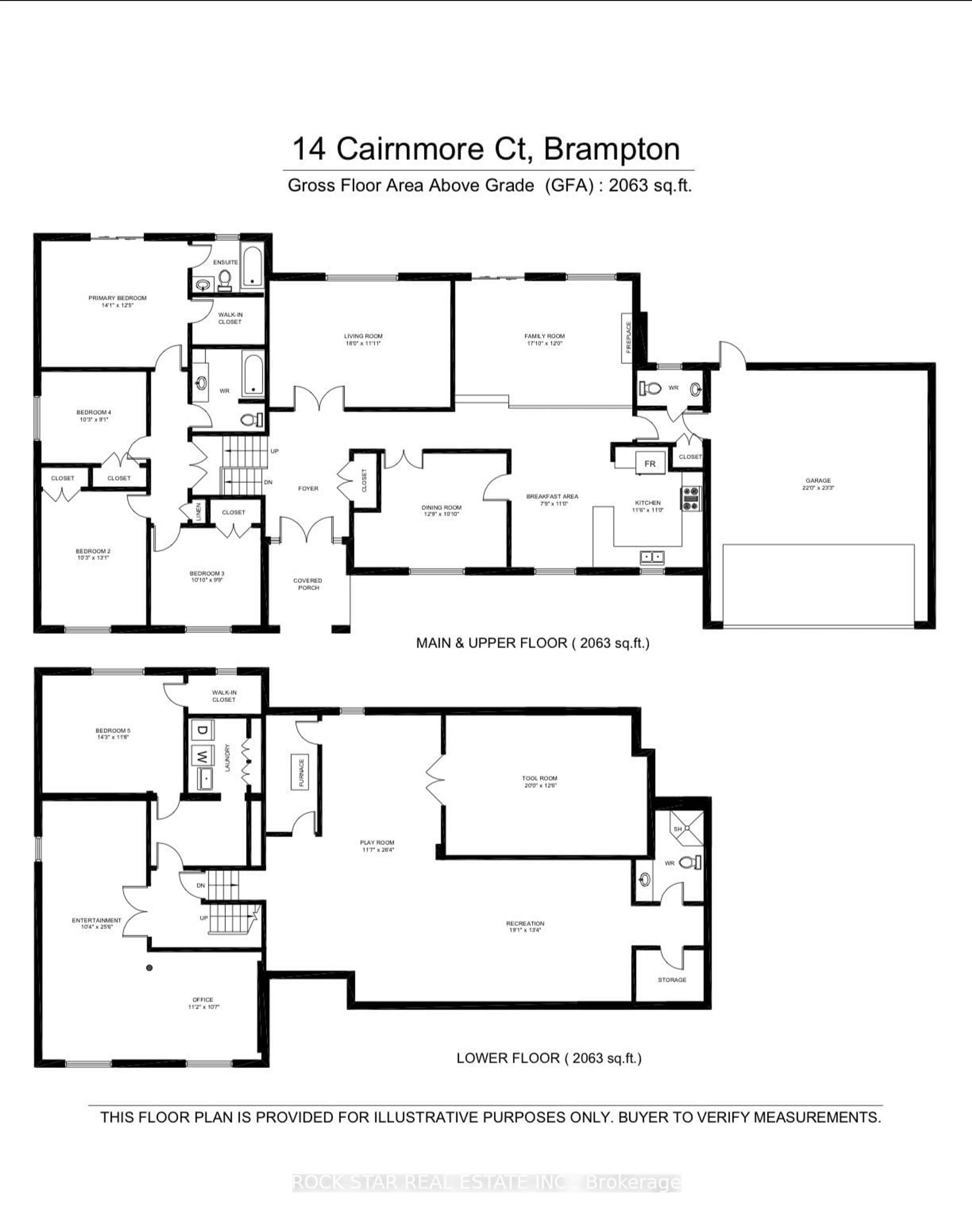 Floor plan for 14 Cairnmore Crt, Brampton Ontario L6Z 1T6