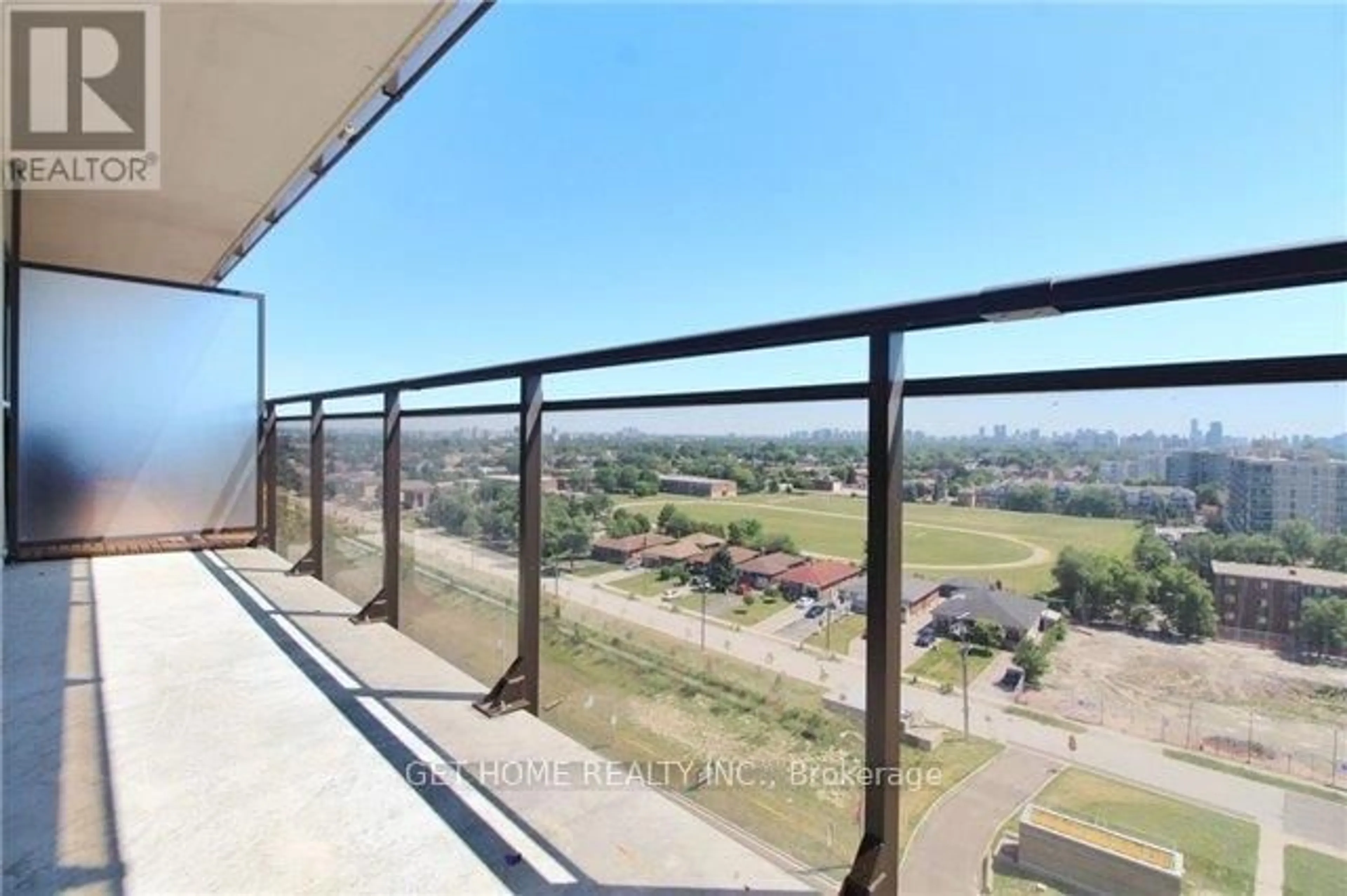 Balcony in the apartment, city buildings view from balcony for 1060 Sheppard Ave #1107, Toronto Ontario M3J 0G7