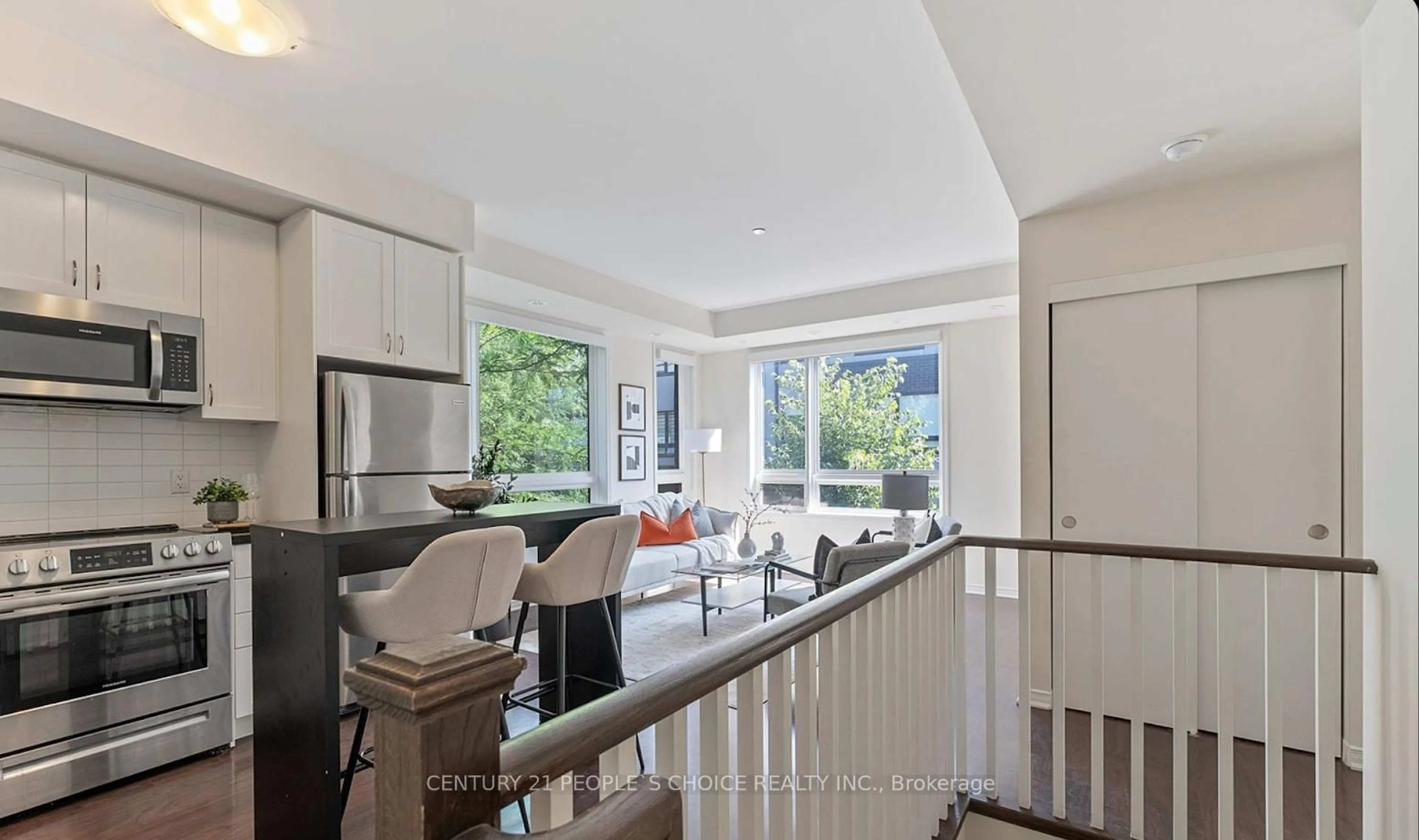 Open concept kitchen, ceramic/tile floor for 1100 Briar Hill Ave #312, Toronto Ontario M6B 1M7