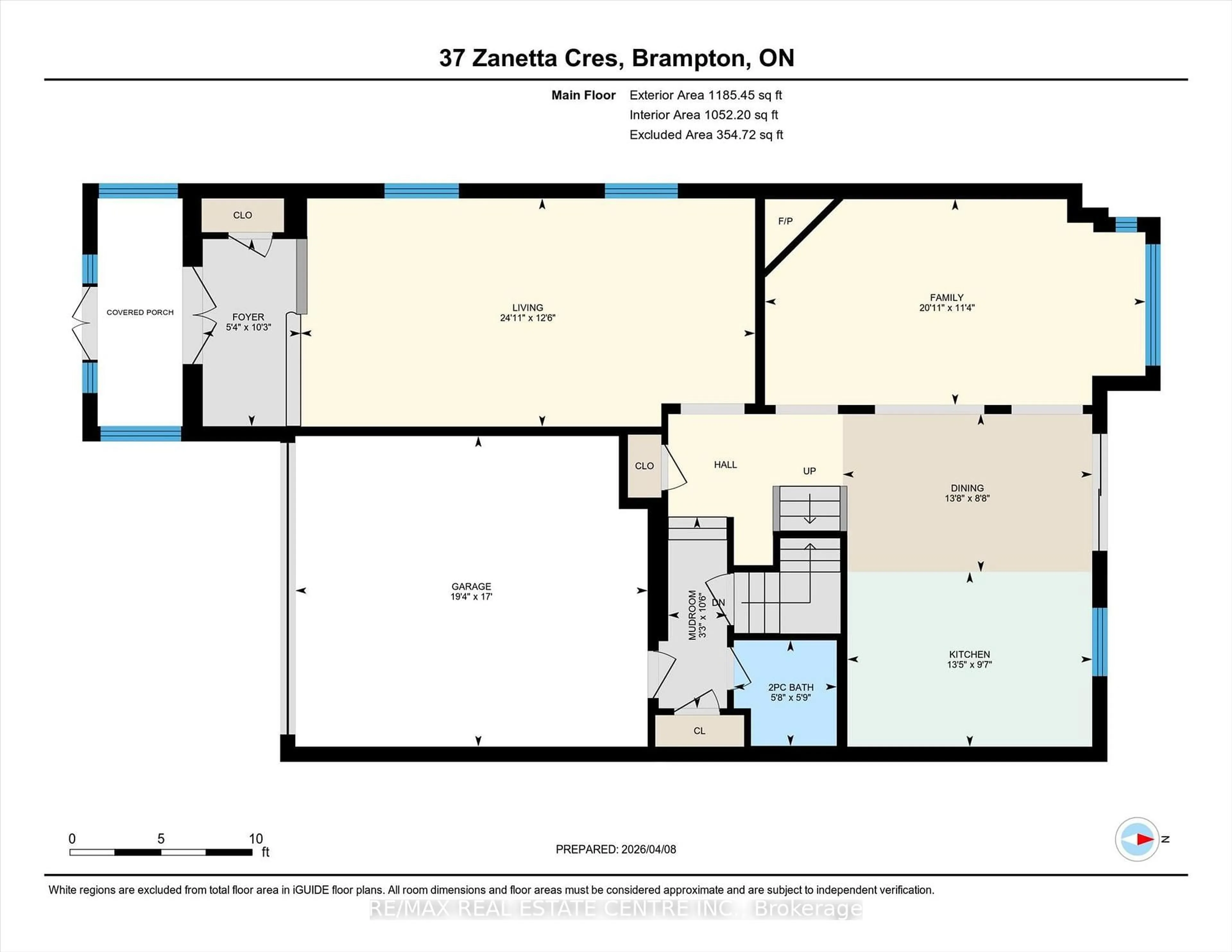 Floor plan for 37 Zanetta Cres, Brampton Ontario L6Y 6A2
