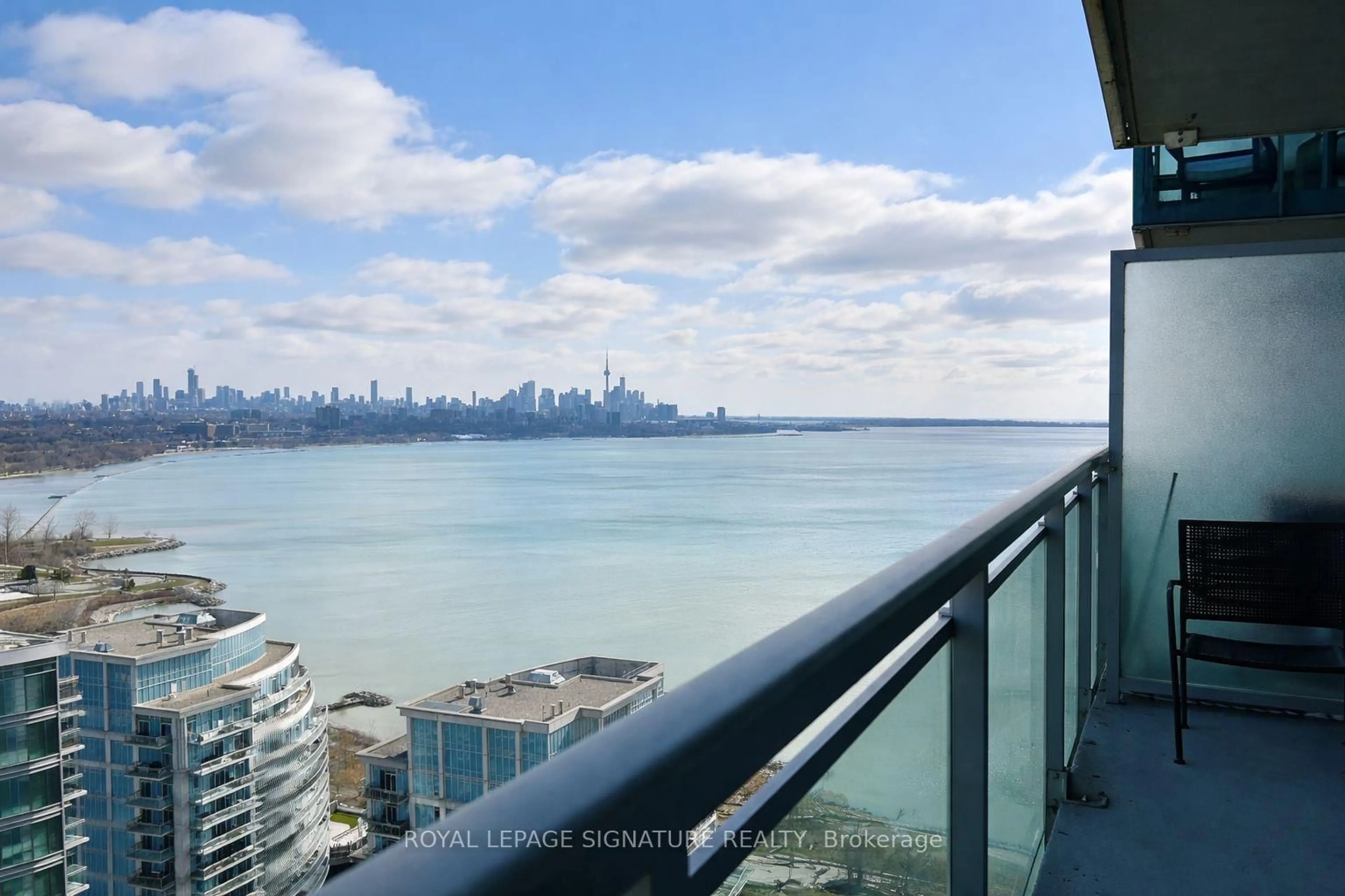 Balcony in the apartment, water/lake/river/ocean view for 16 Brookers Lane #2704, Toronto Ontario M8V 0A5