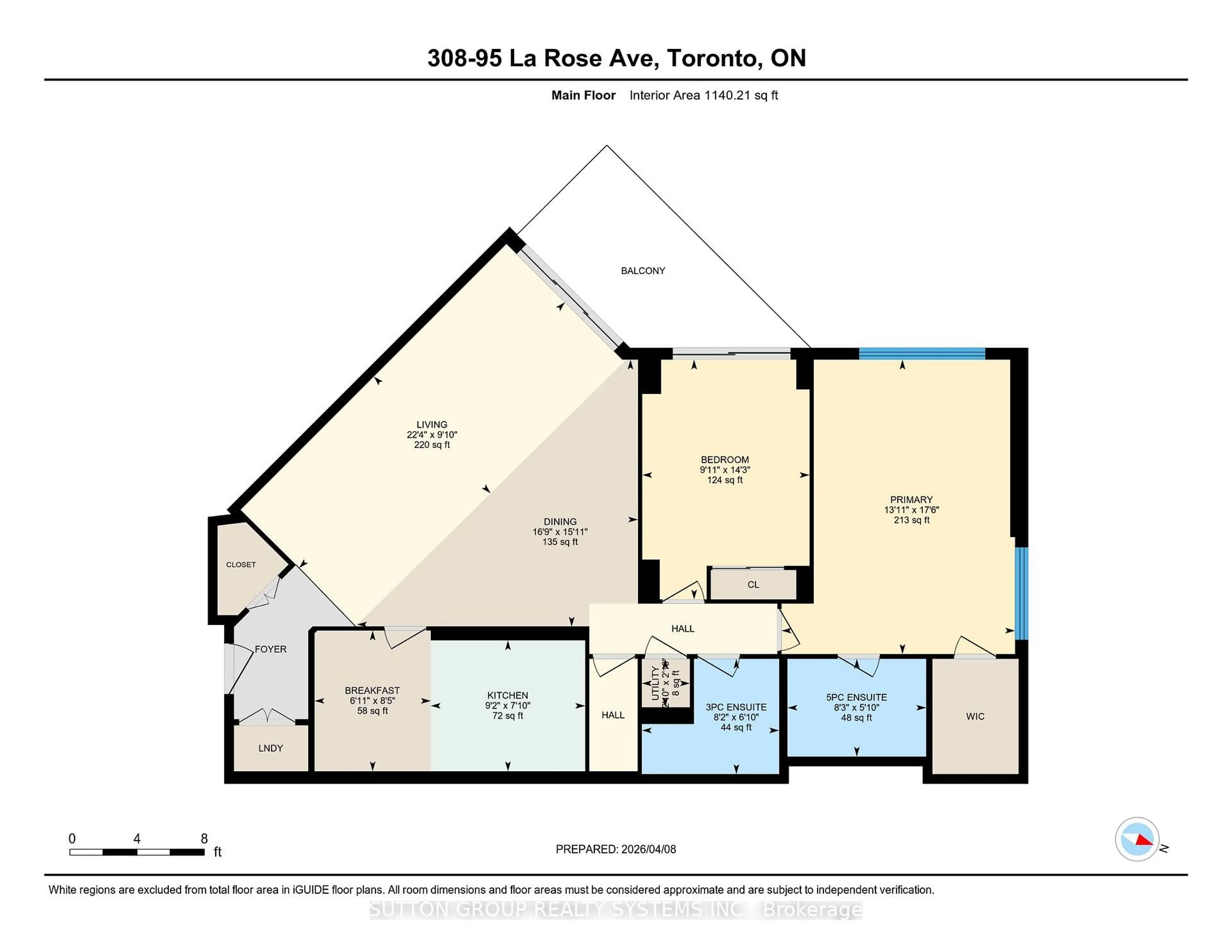 Floor plan for 95 La Rose Ave #308, Toronto Ontario M9P 3T2