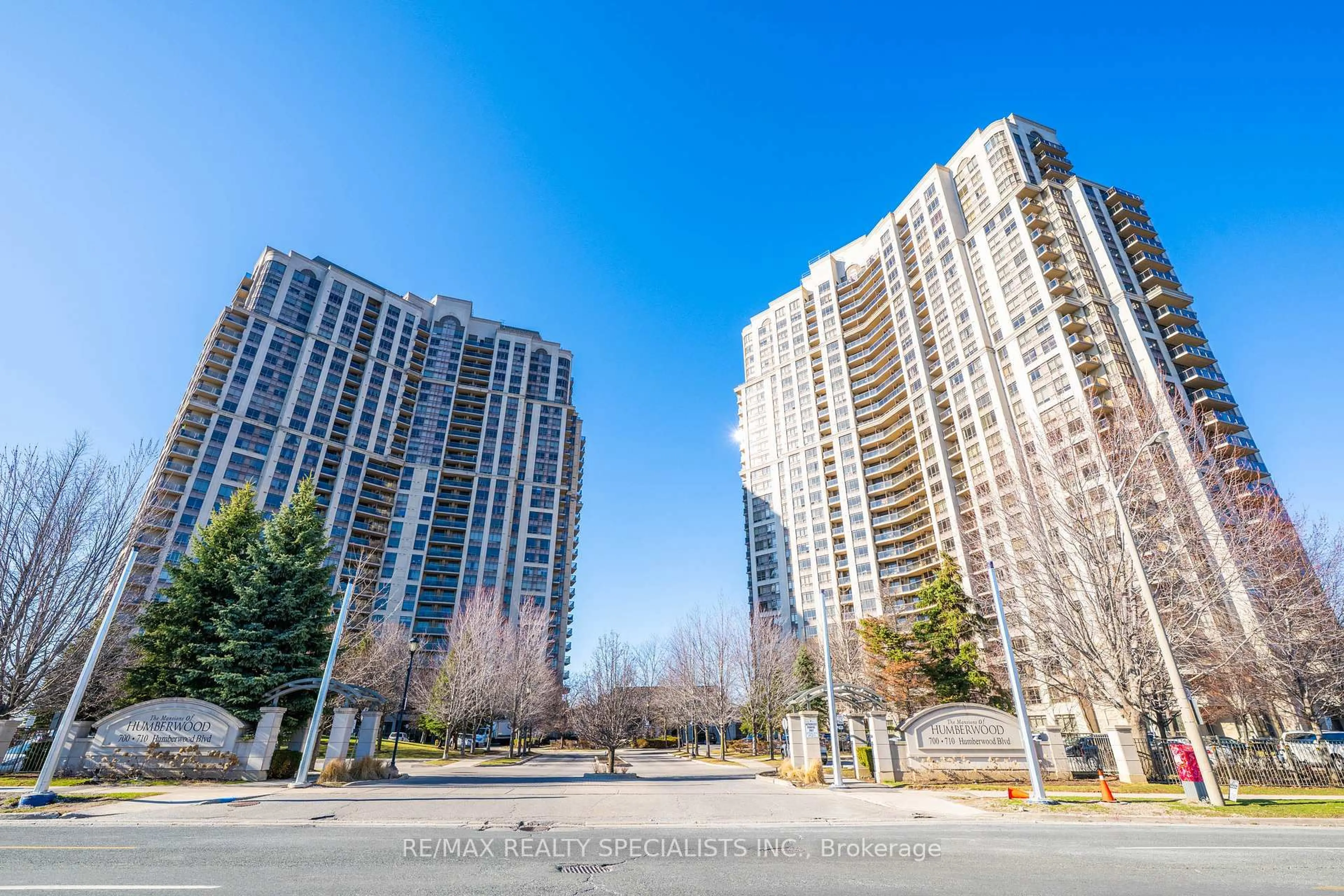 A pic from outside/outdoor area/front of a property/back of a property/a pic from drone, street for 710 Humberwood Blvd #1404, Toronto Ontario M9W 7J5
