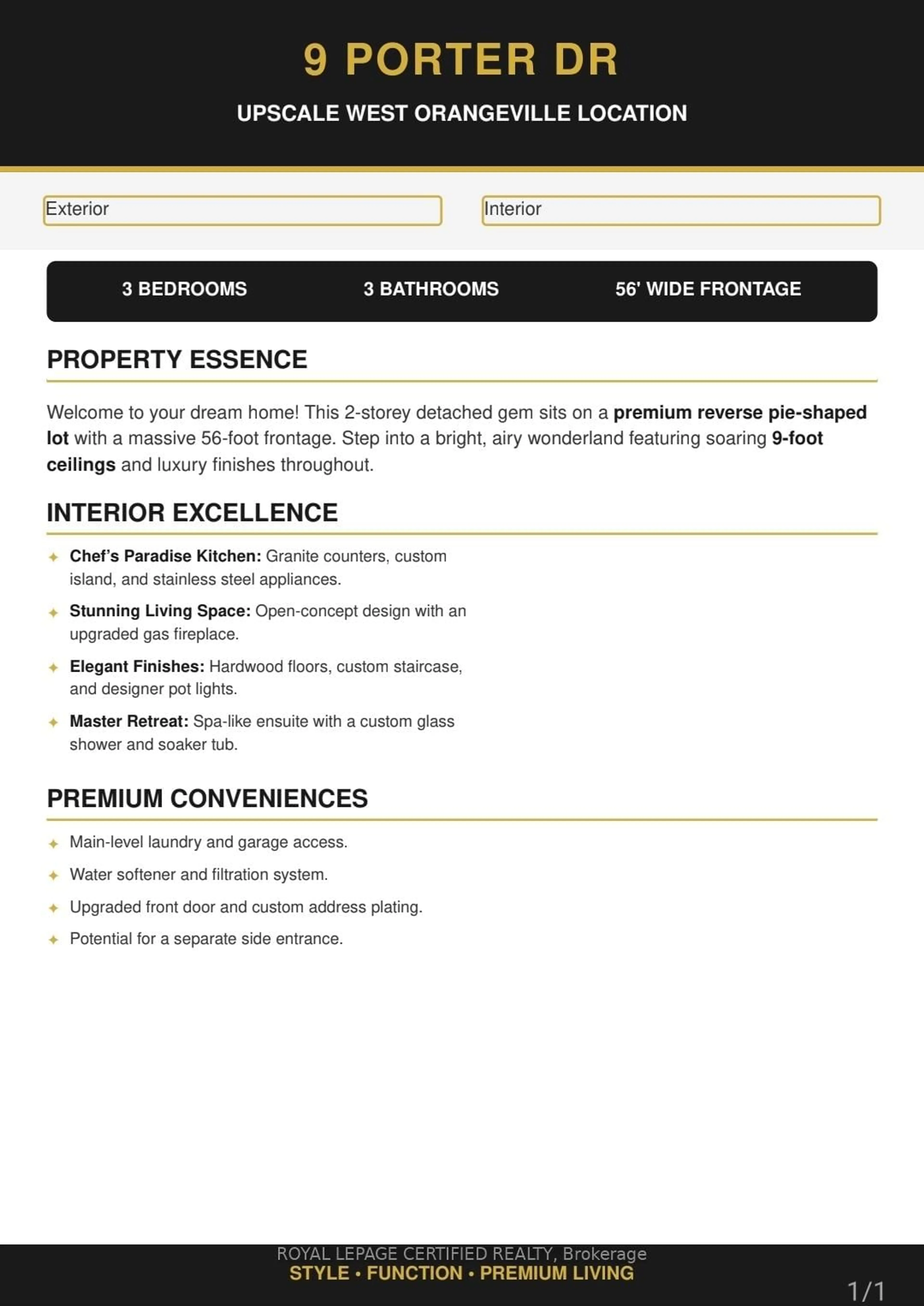 Floor plan for 9 Porter Dr, Orangeville Ontario L9W 6Z4