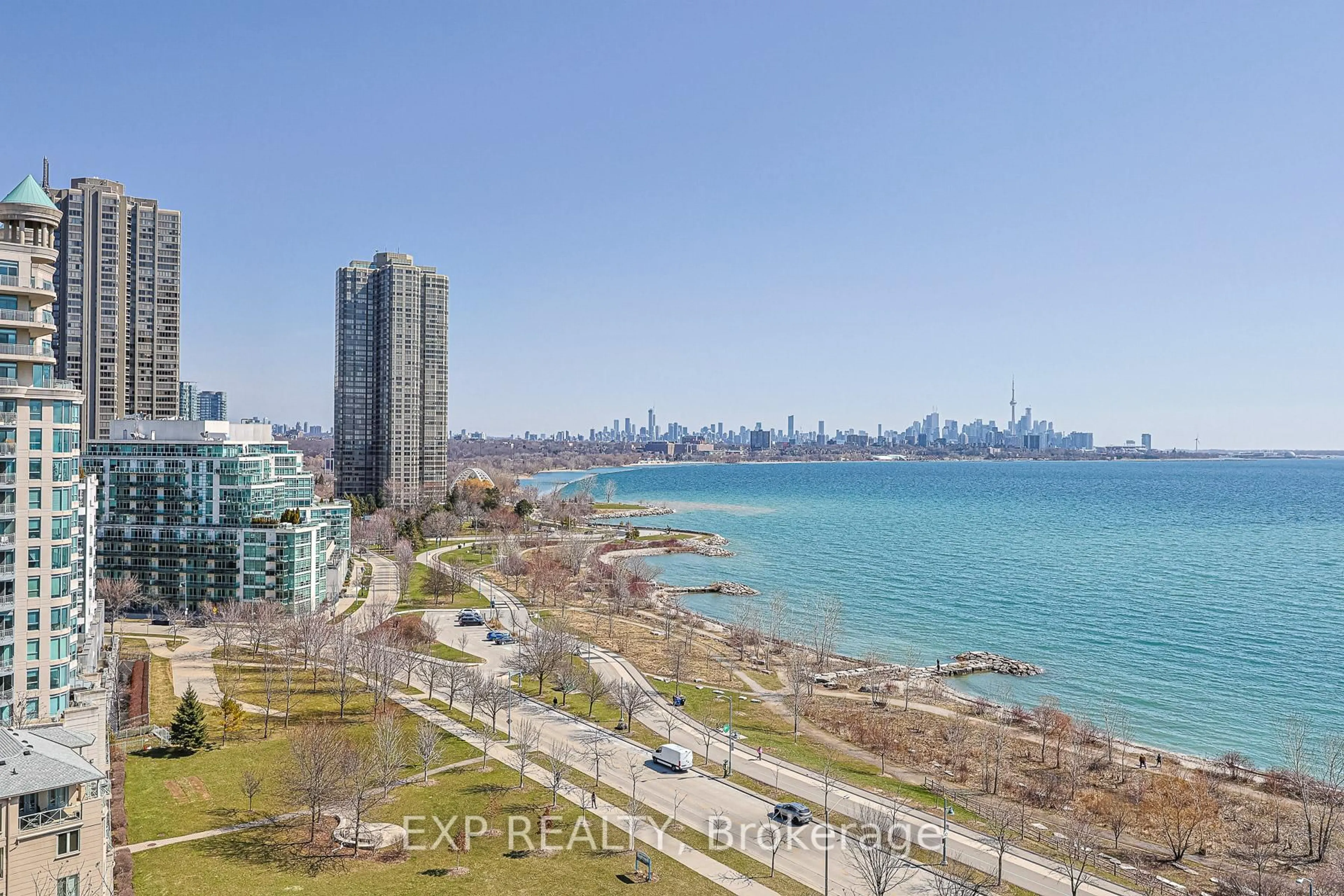 A pic from outside/outdoor area/front of a property/back of a property/a pic from drone, water/lake/river/ocean view for 58 Marine Parade Dr #1101, Toronto Ontario M8V 4G1