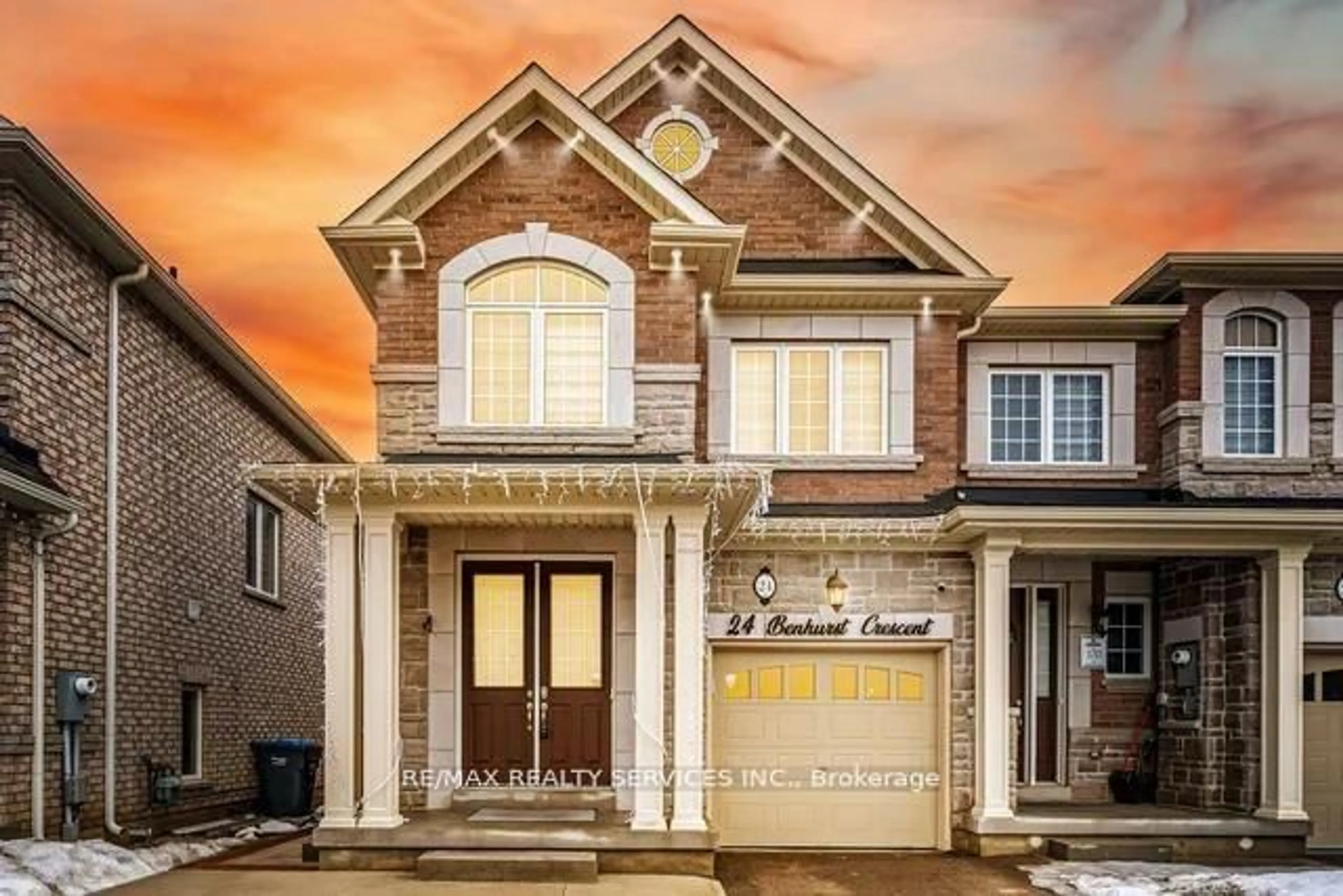 Home with brick exterior material, street for 24 Benhurst Cres, Brampton Ontario L7A 5A2