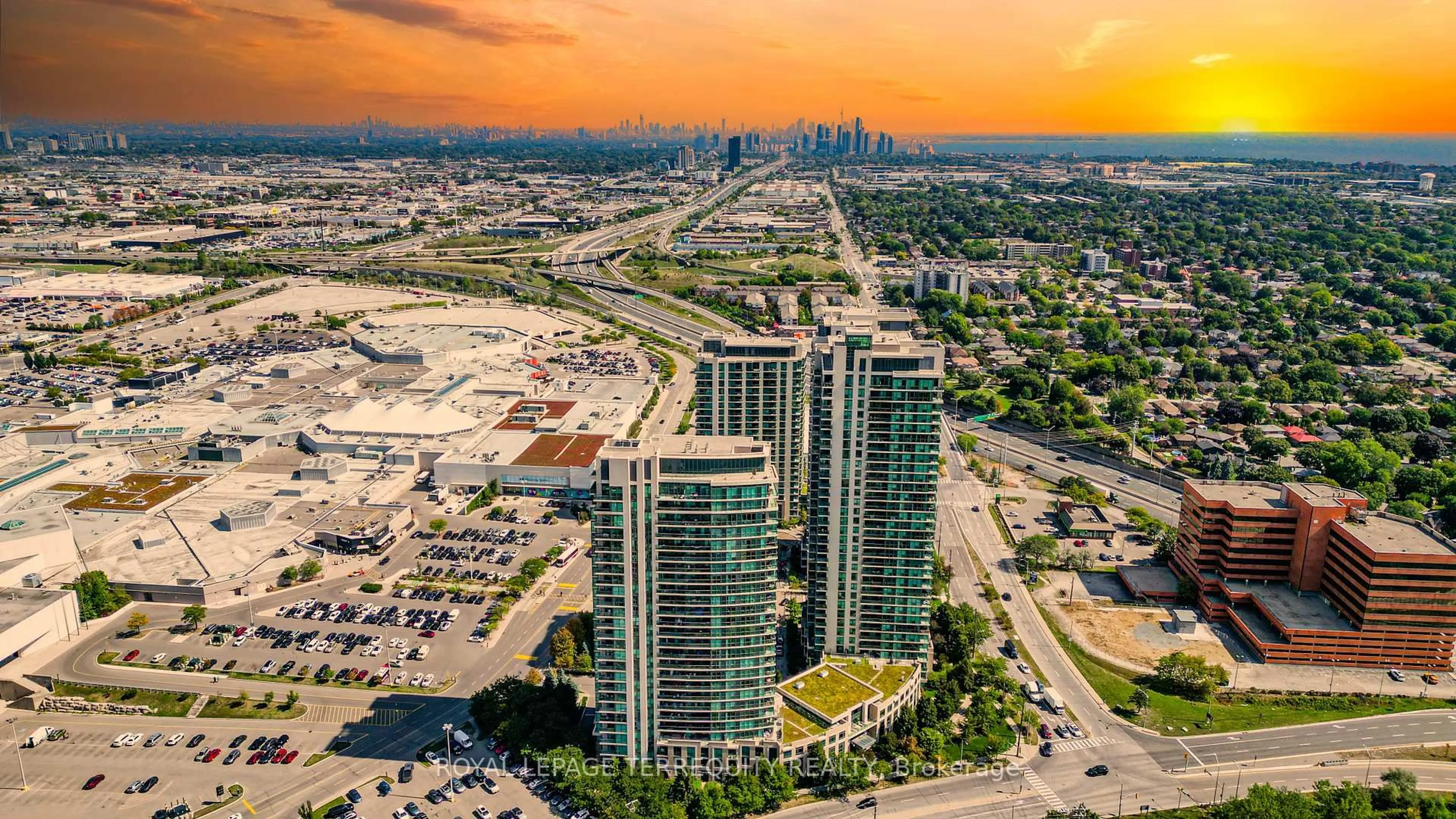 A pic from outside/outdoor area/front of a property/back of a property/a pic from drone, city buildings view from balcony for 235 Sherway Gardens Rd #2209, Toronto Ontario M9C 0A2