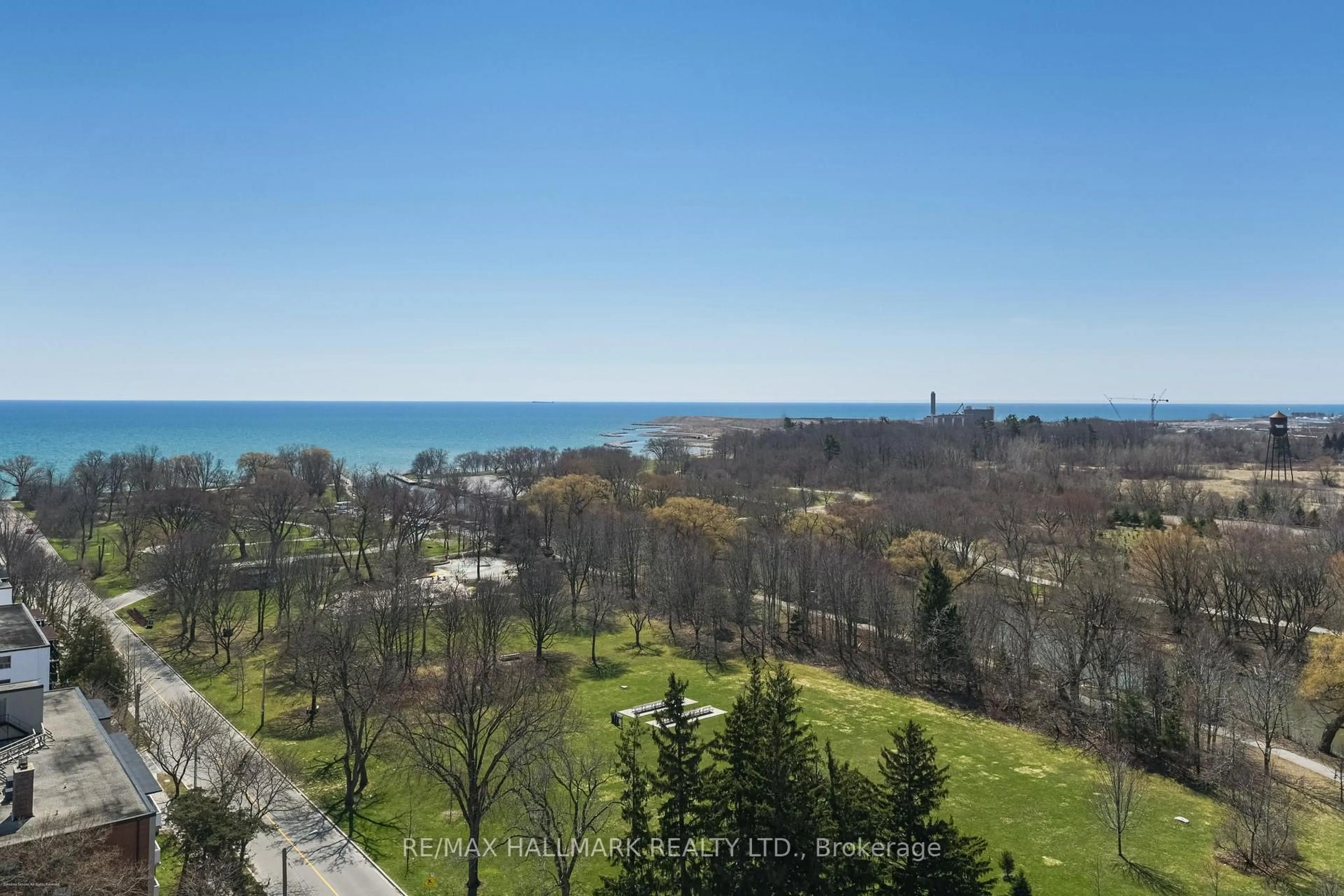 A pic from outside/outdoor area/front of a property/back of a property/a pic from drone, water/lake/river/ocean view for 3865 Lake Shore Blvd #1301, Toronto Ontario M8W 0A2